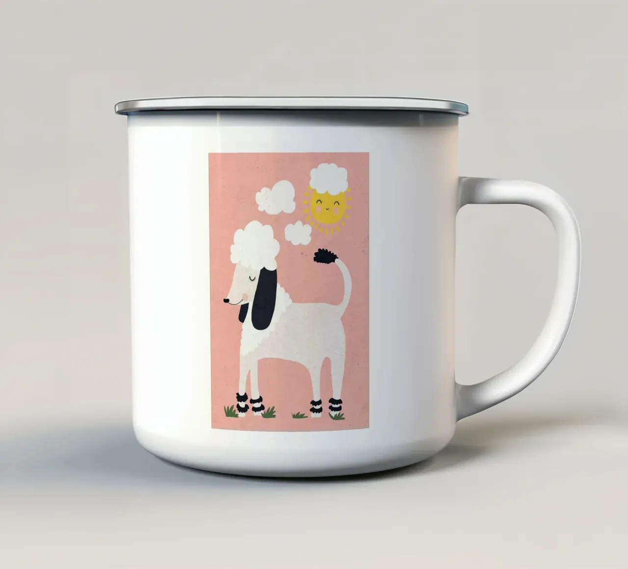 Barboncino felice tazza in smalto da Charlotte Gagnon