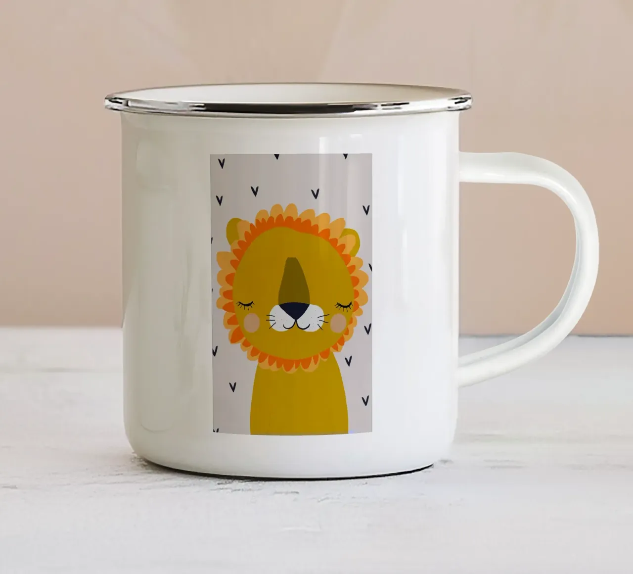 Piccolo Leone tazza in smalto da Charlotte Gagnon