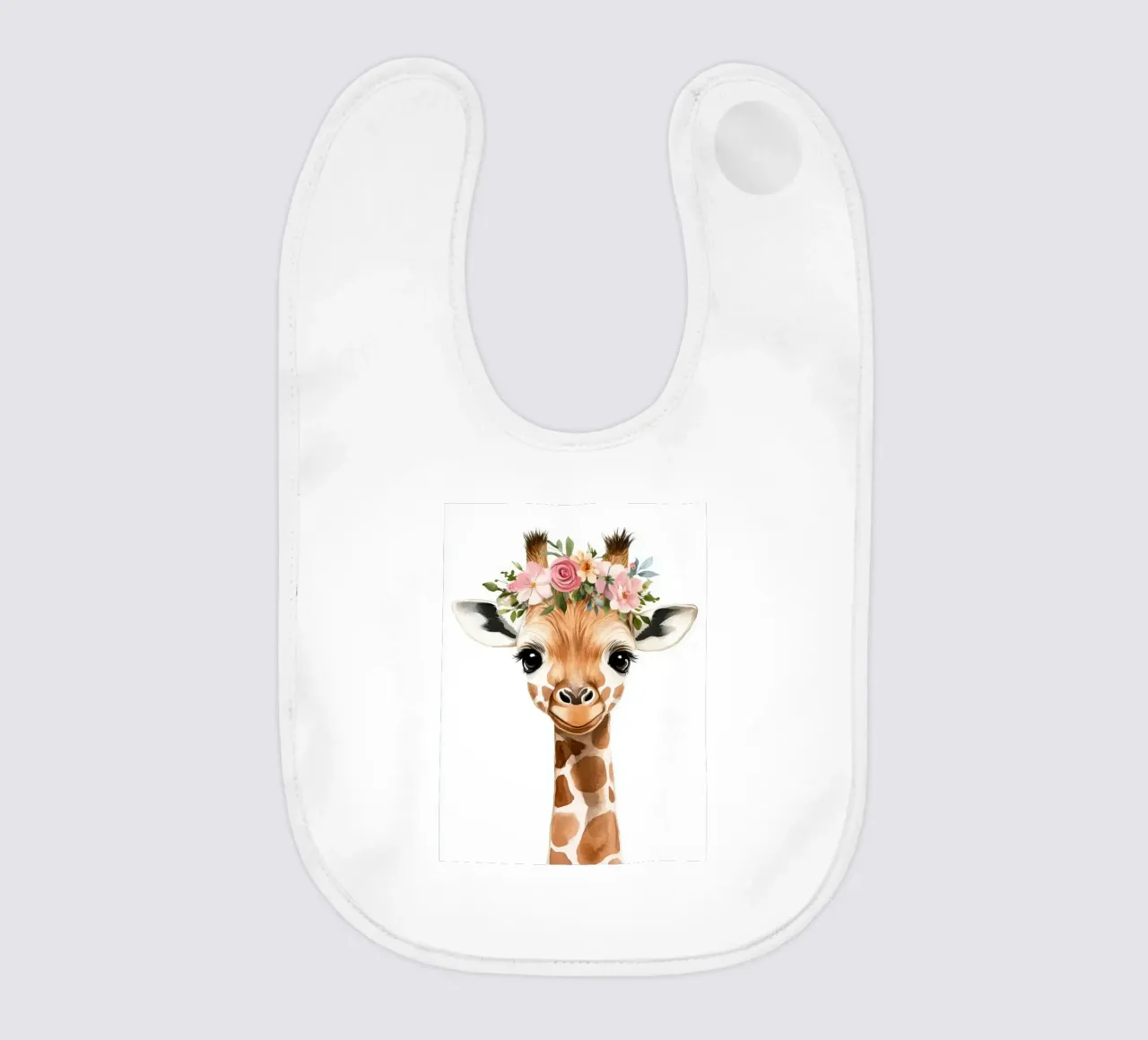 Giraffa con corona floreale bavaglino da Barbara Wright