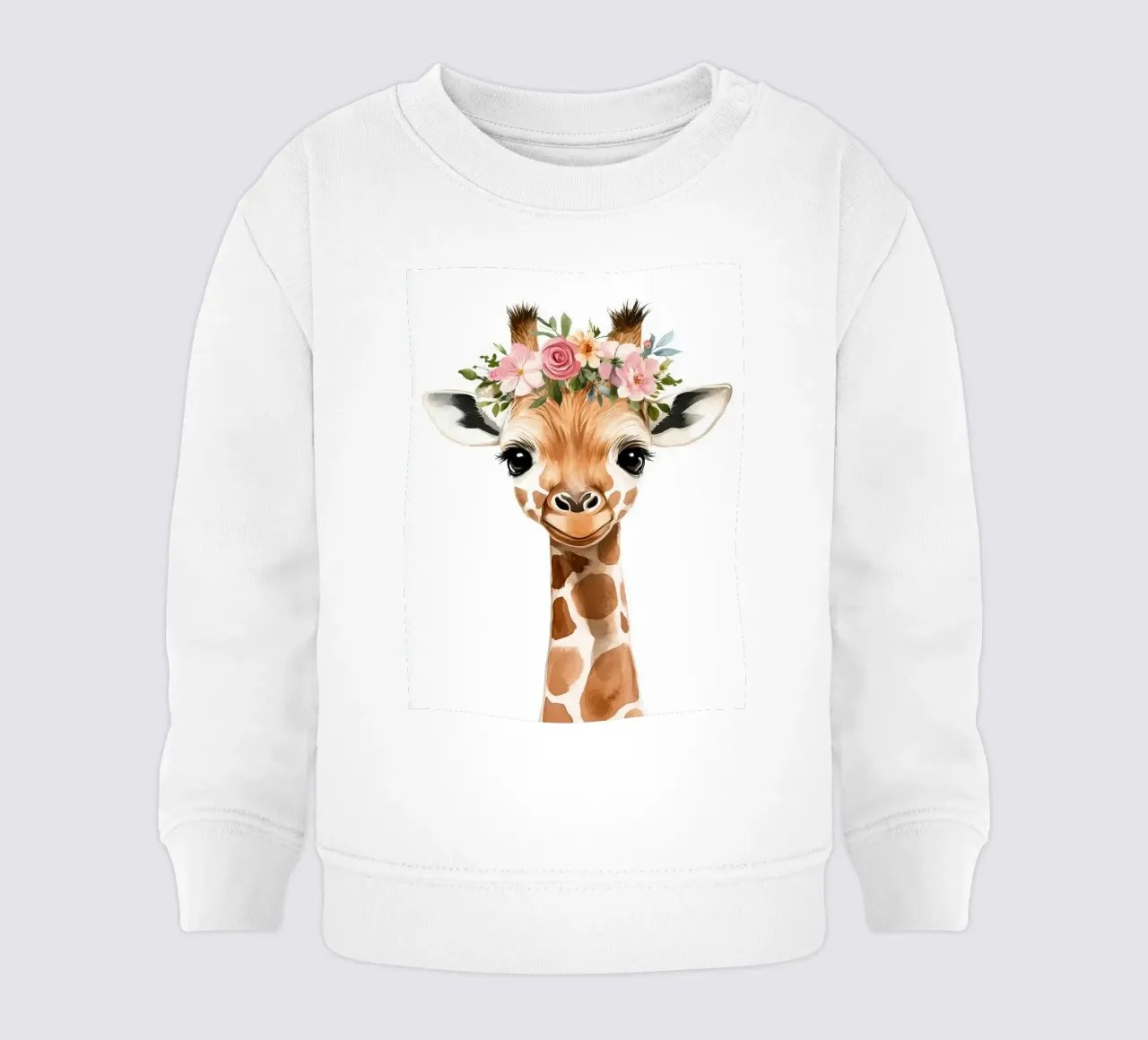 Giraffa con corona floreale felpa neonato da Barbara Wright