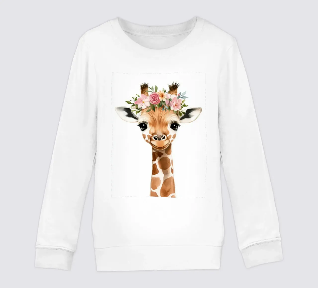 Giraffa con corona floreale felpa bambino da Barbara Wright