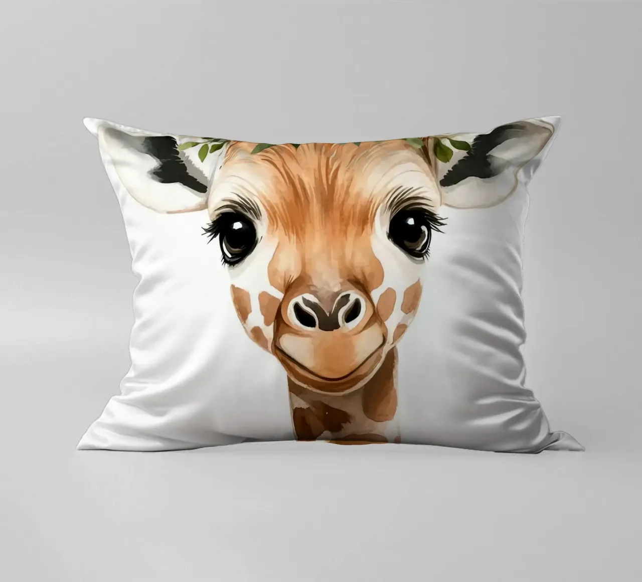 Giraffa con corona floreale cuscino da Barbara Wright