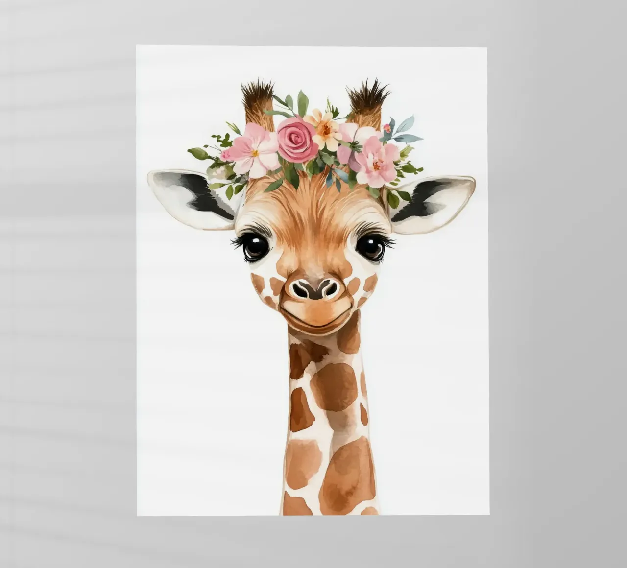 Giraffa con corona floreale pellicola backlit da Barbara Wright