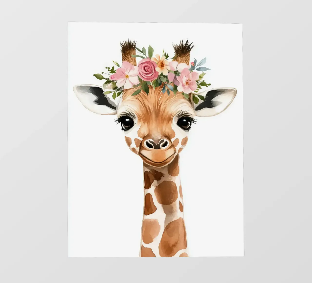 Giraffa con corona floreale pellicola backlit da Barbara Wright