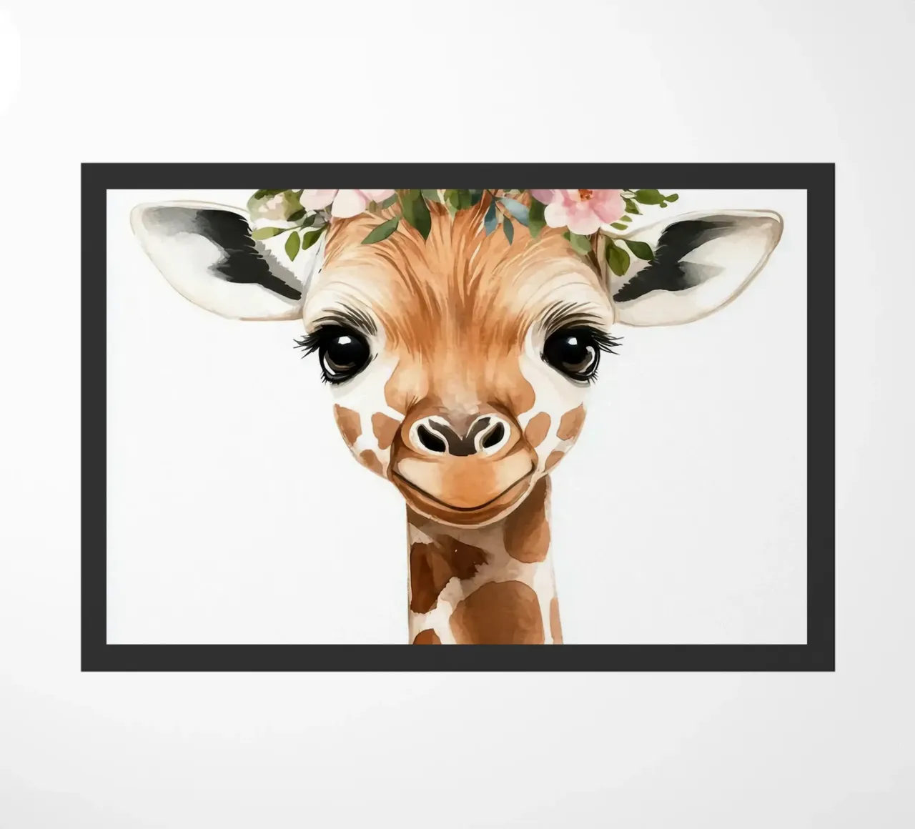 Giraffa con corona floreale zerbino da Barbara Wright