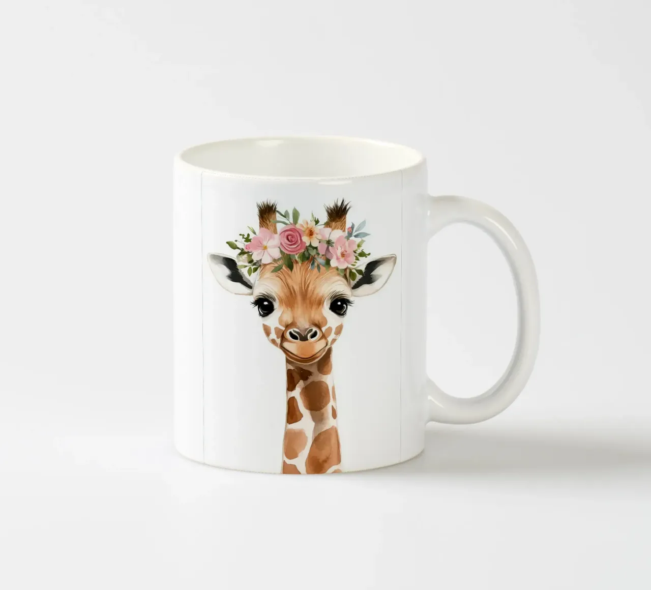 Giraffa con corona floreale tazza in ceramica da Barbara Wright
