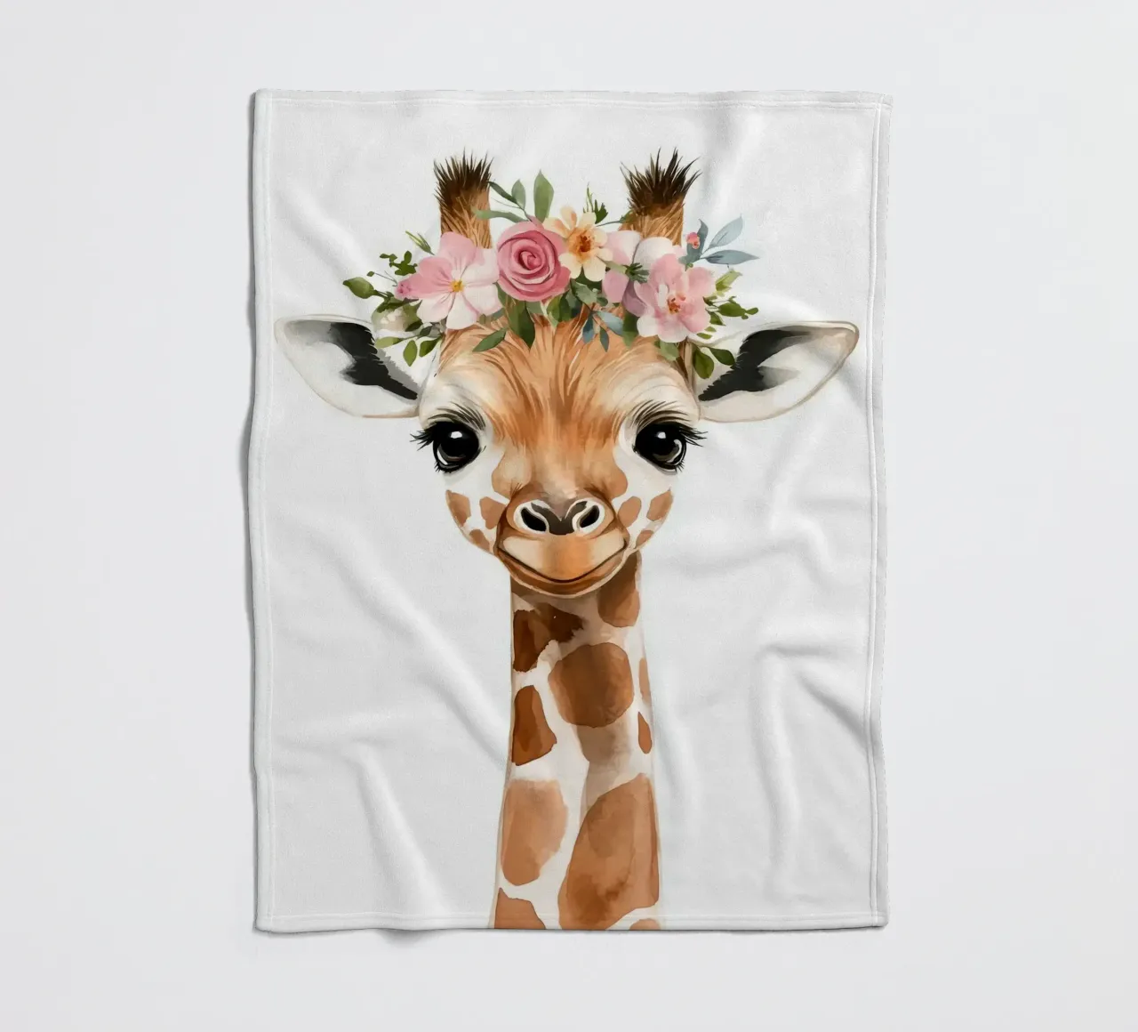 Giraffa con corona floreale coperta in pile da Barbara Wright