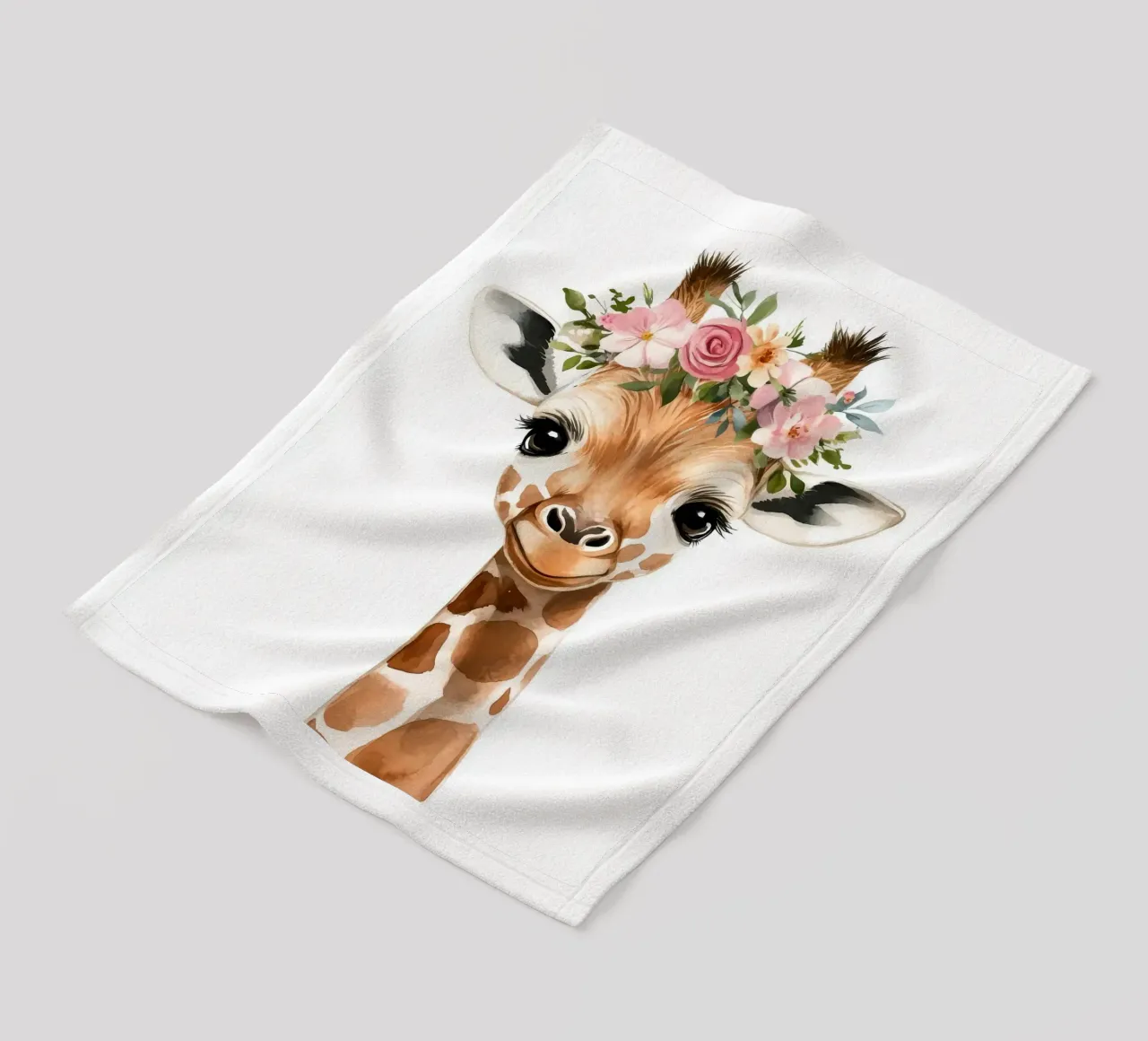 Giraffa con corona floreale coperta in pile da Barbara Wright