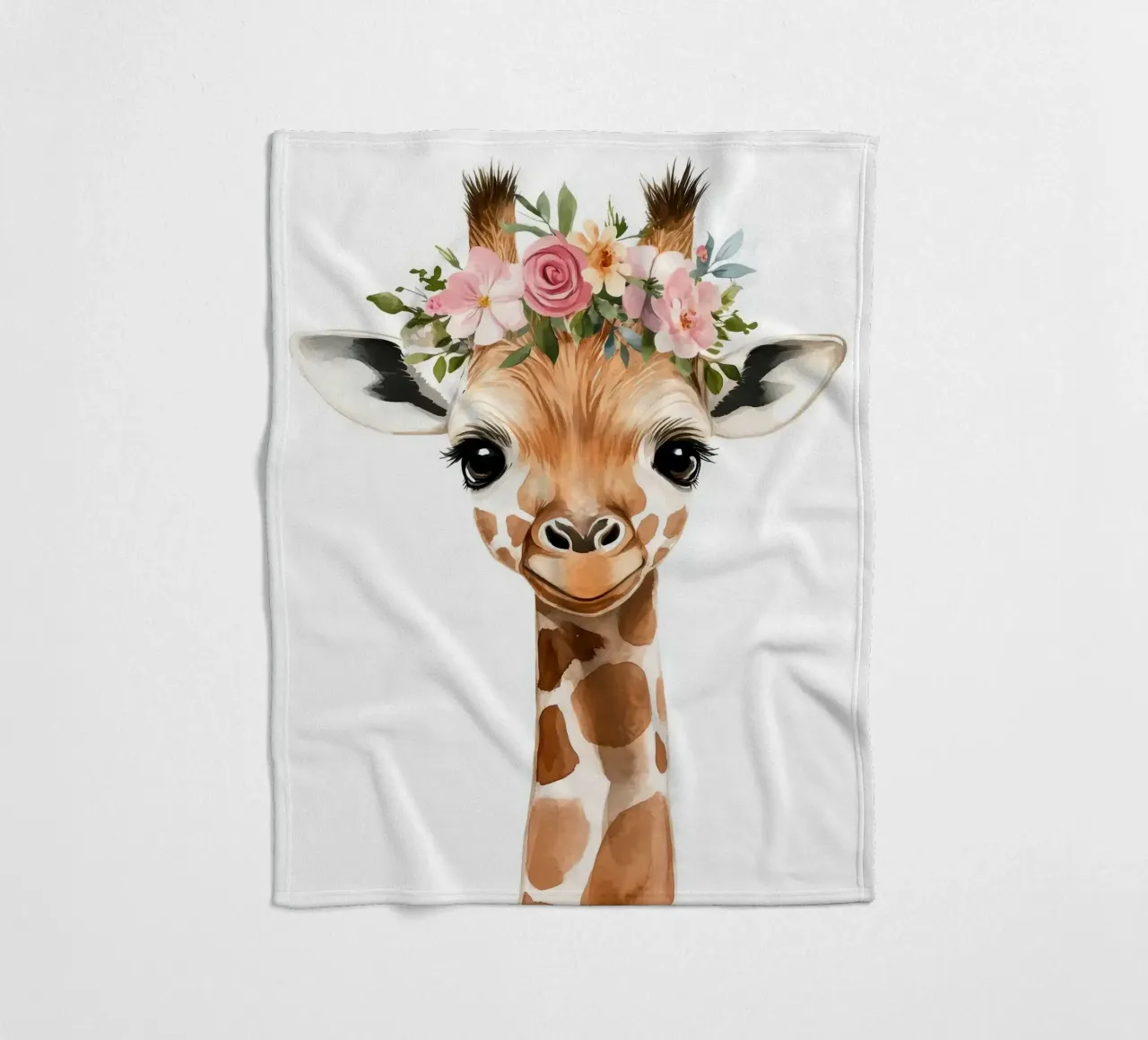 Giraffa con corona floreale coperta in pile da Barbara Wright