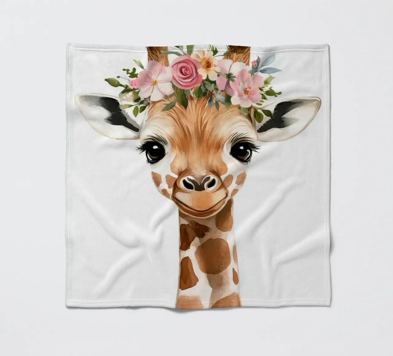 Giraffa con corona floreale coperta in pile da Barbara Wright