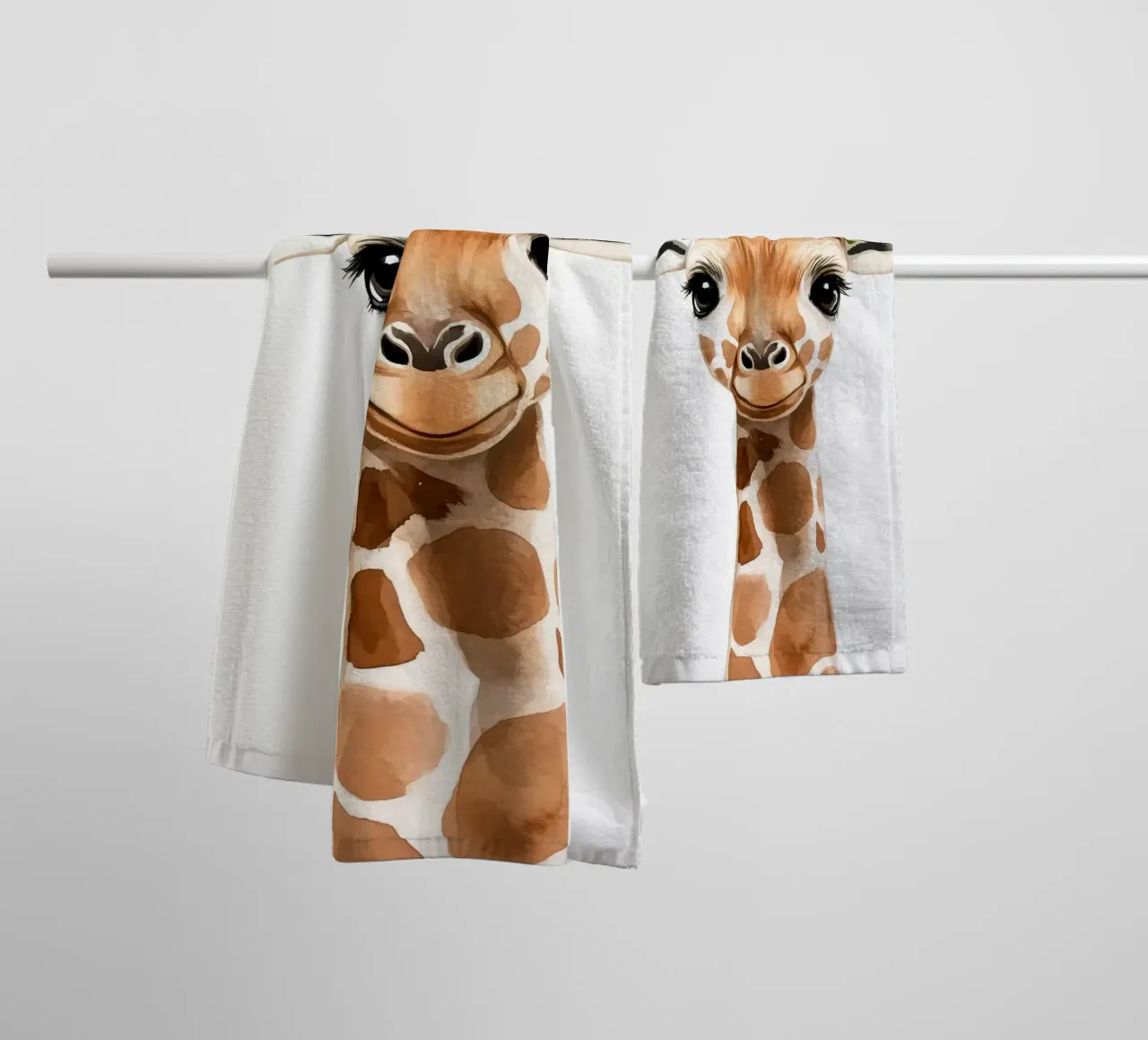 Giraffa con corona floreale asciugamano da bagno da Barbara Wright