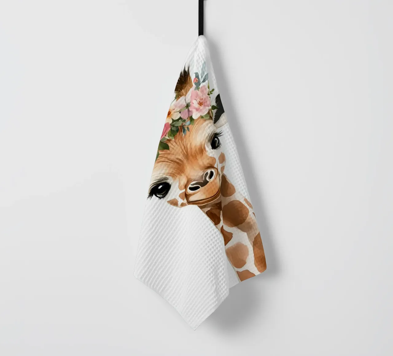 Giraffa con corona floreale canovaccio da cucina da Barbara Wright