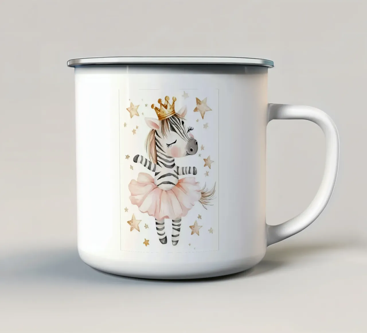 Ballerina zebrata con stelle tazza in smalto da Barbara Wright