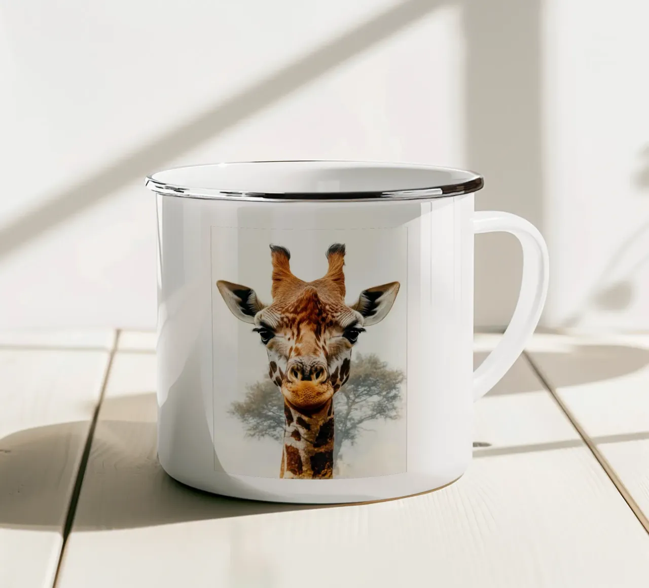 Ritratto di giraffa tazza in smalto da Barbara Wright
