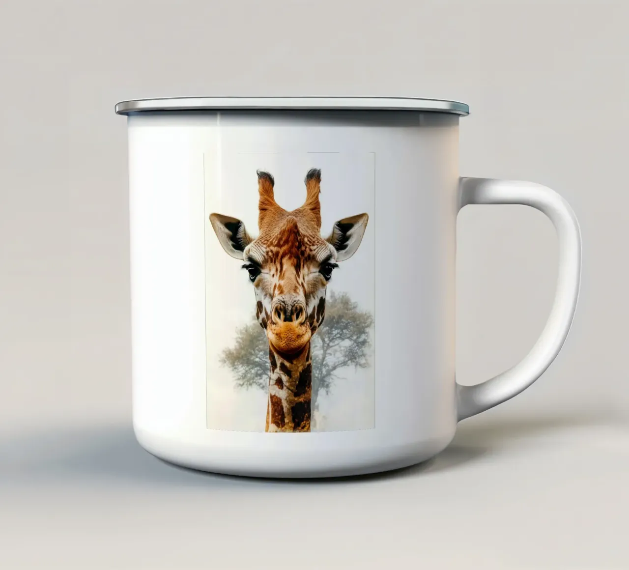 Ritratto di giraffa tazza in smalto da Barbara Wright