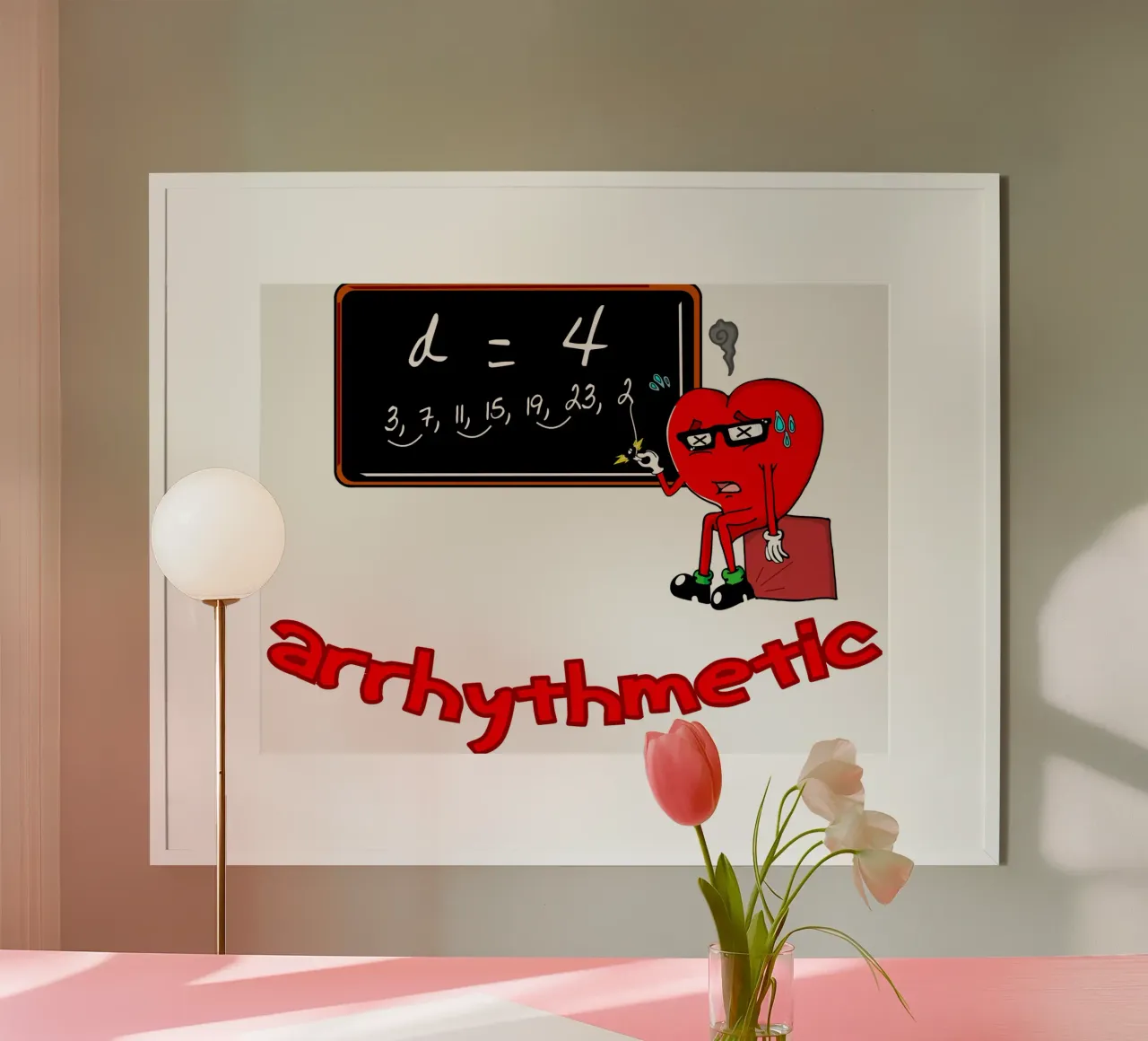 Lustige Mathe Cartoon zurück zu Schule Lehrer und Studenten Poster mit Aluminium Rahmen von sillyindustries