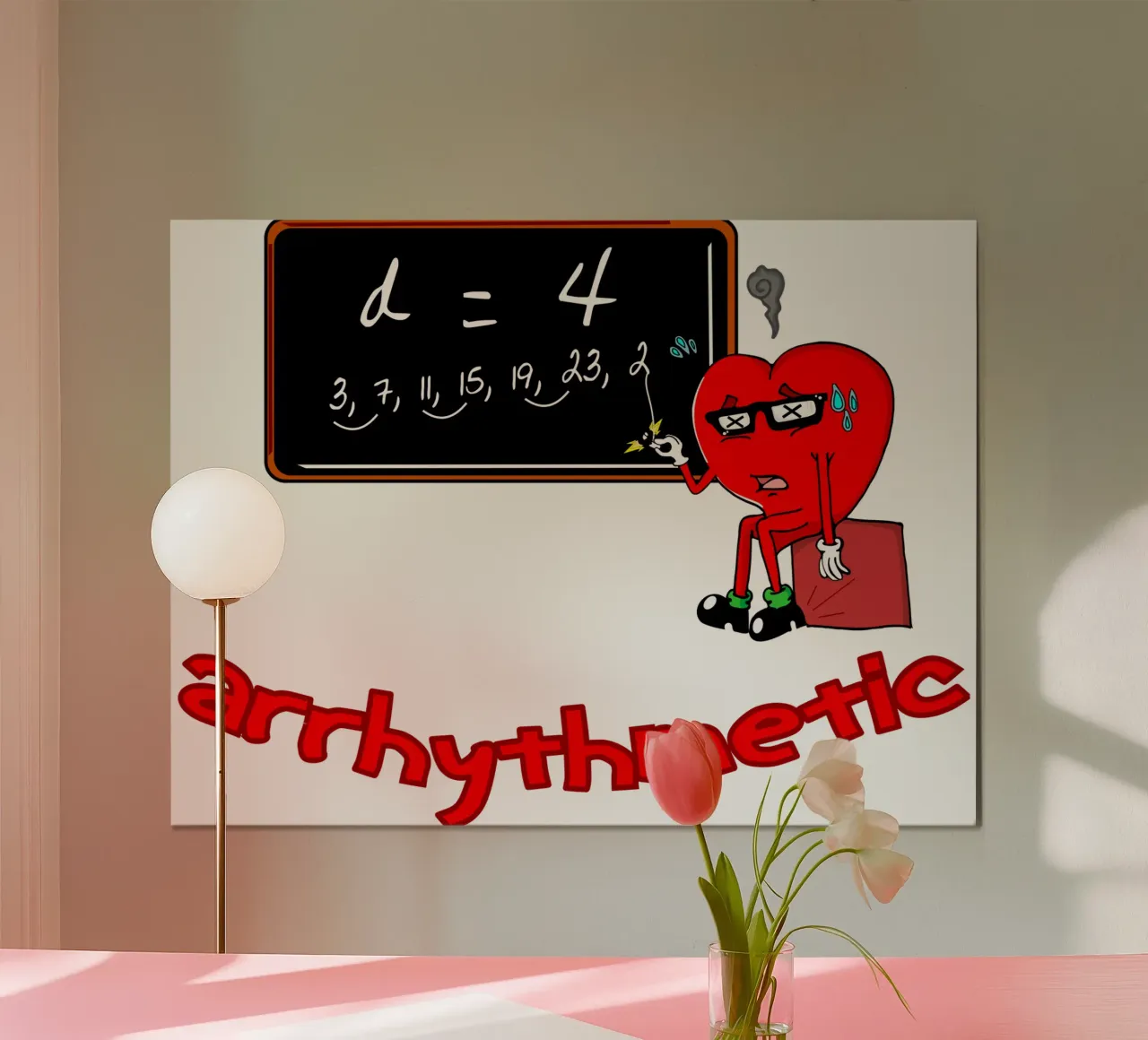 Lustige Mathe Cartoon zurück zu Schule Lehrer und Studenten Poster mit Aluminium Rahmen von sillyindustries