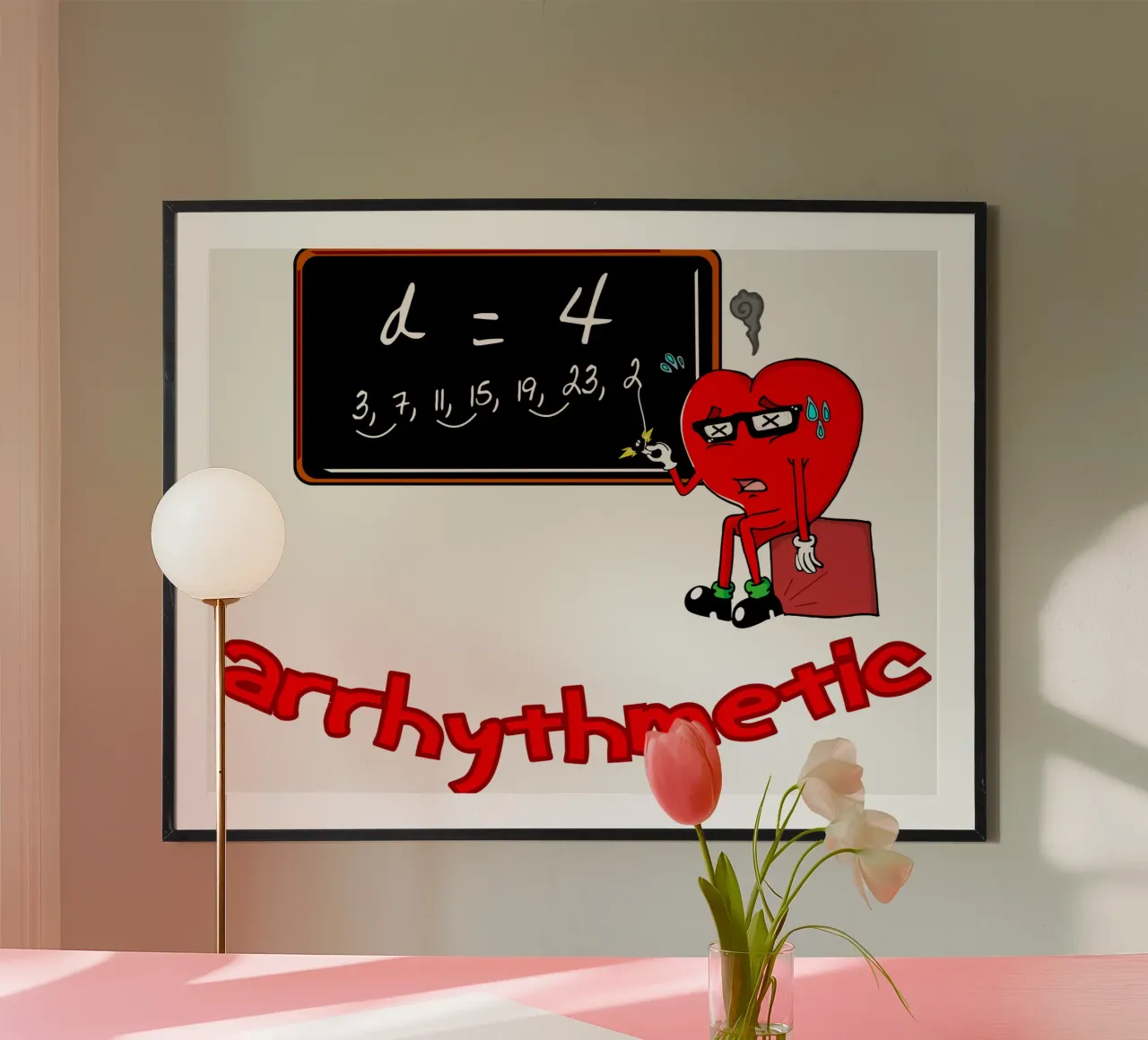 Lustige Mathe Cartoon zurück zu Schule Lehrer und Studenten Poster mit Aluminium Rahmen von sillyindustries