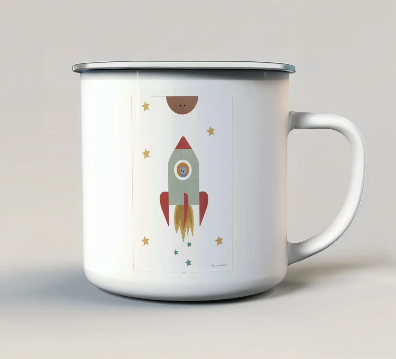 Razzo solare tazza in smalto da Charlotte Gagnon