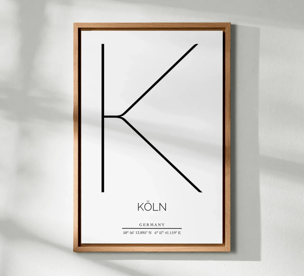 KÖLN -  white canvas met Baklijst van CityLights