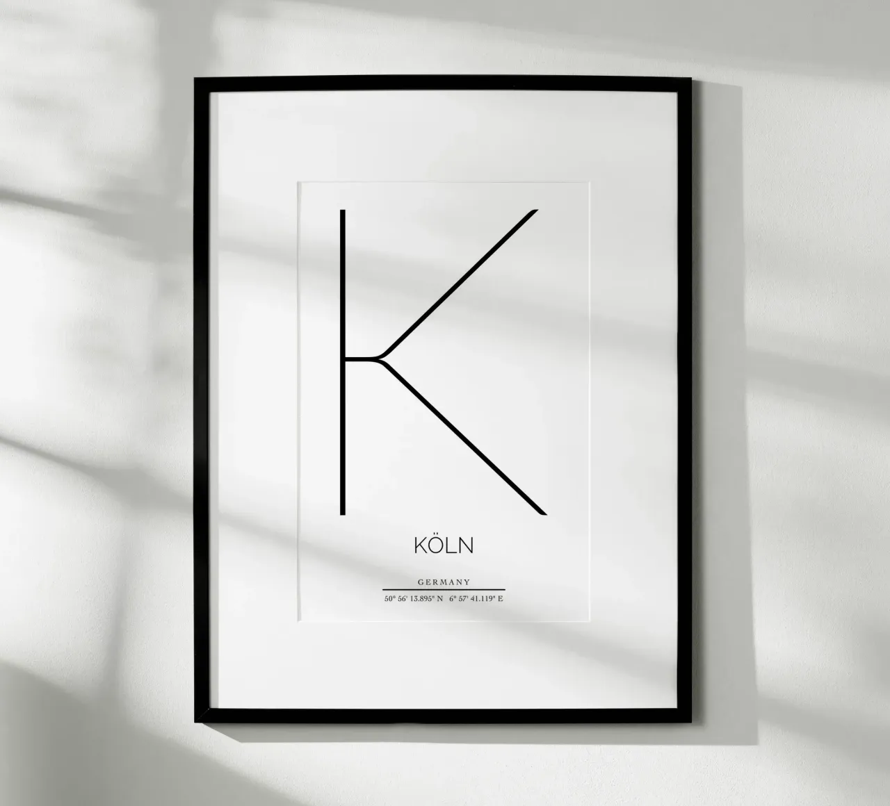 KÖLN -  white poster con telaio in legno da CityLights