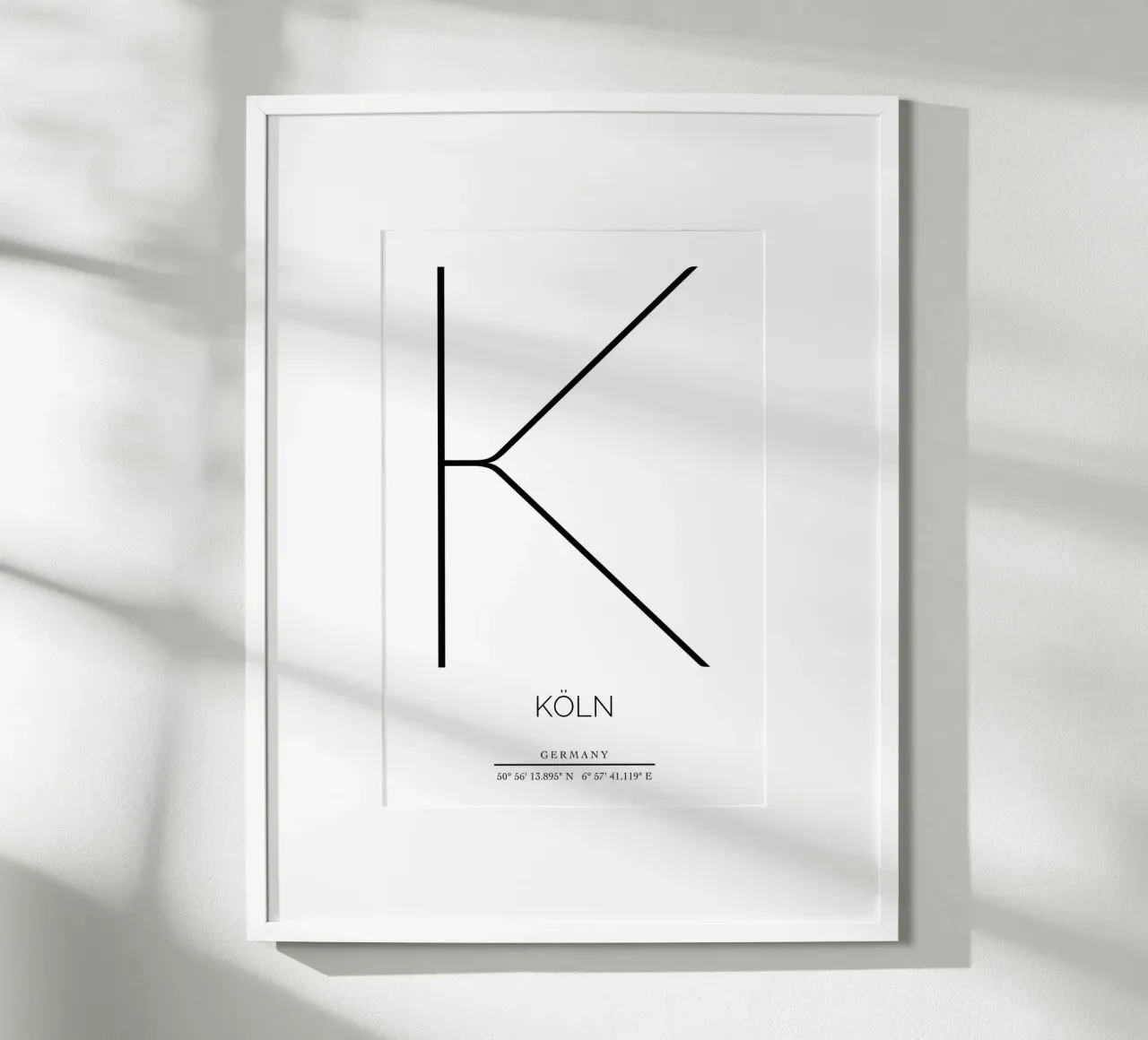 KÖLN -  white poster con telaio in legno da CityLights