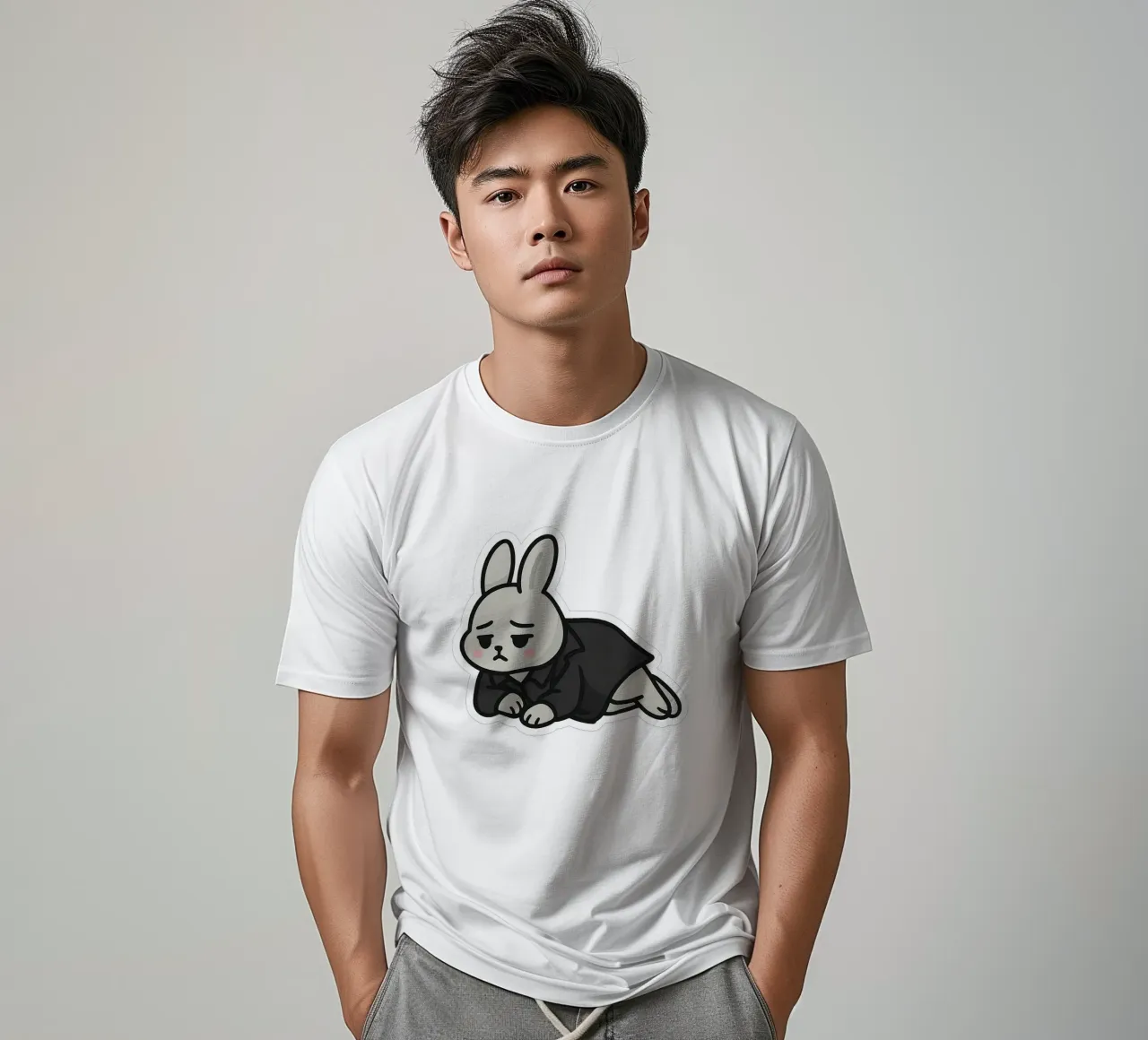 Lapin mélancolique – la douceur introspective t-shirt de Punk & Cute - Affiches & Stickers