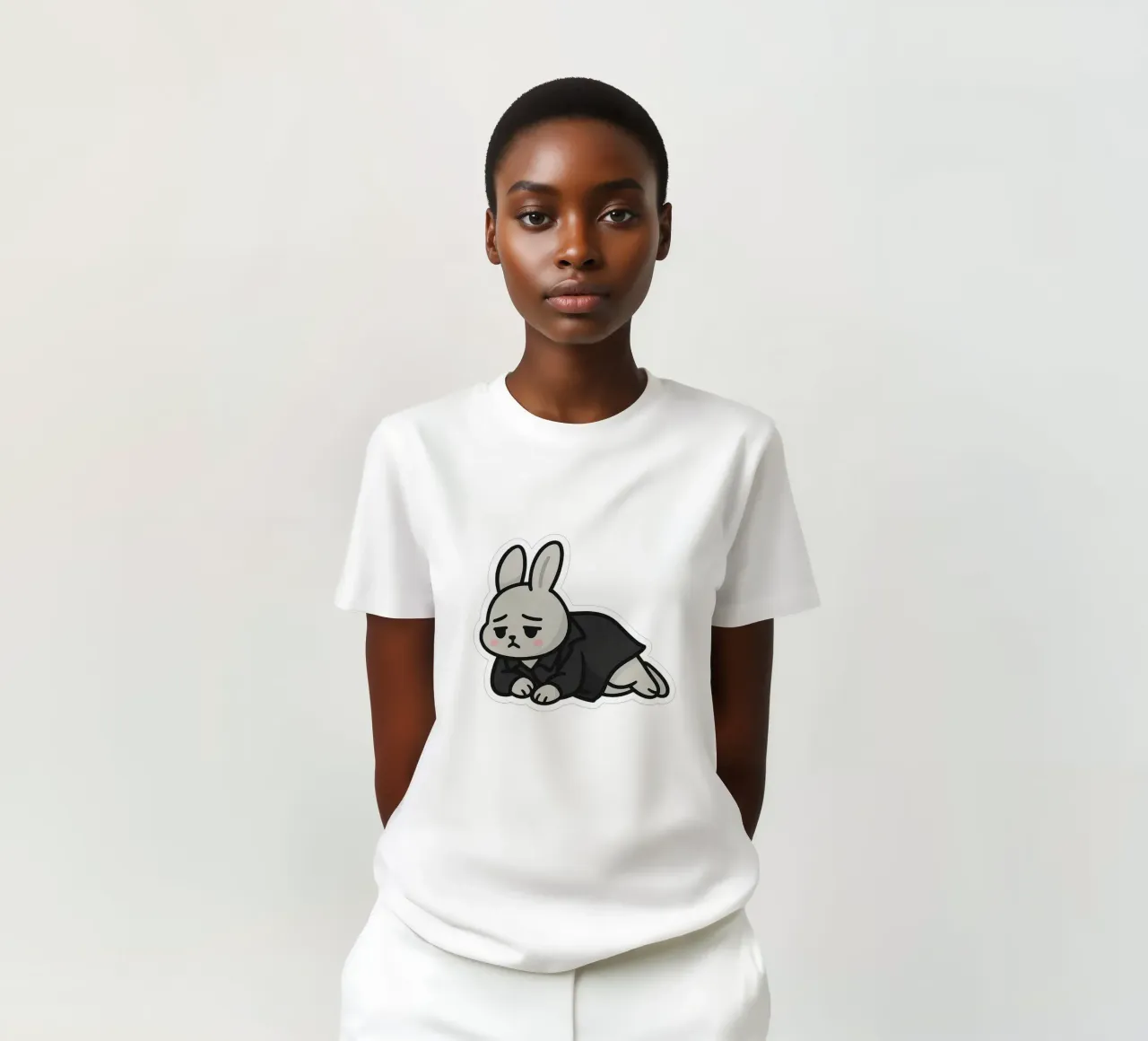 Lapin mélancolique – la douceur introspective t-shirt de Punk & Cute - Affiches & Stickers