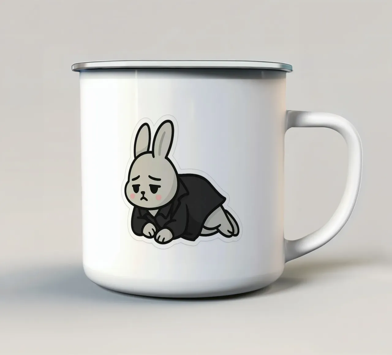 Coniglio malinconico - dolcezza introspettiva tazza in smalto da Punk & Cute - Affiches & Stickers