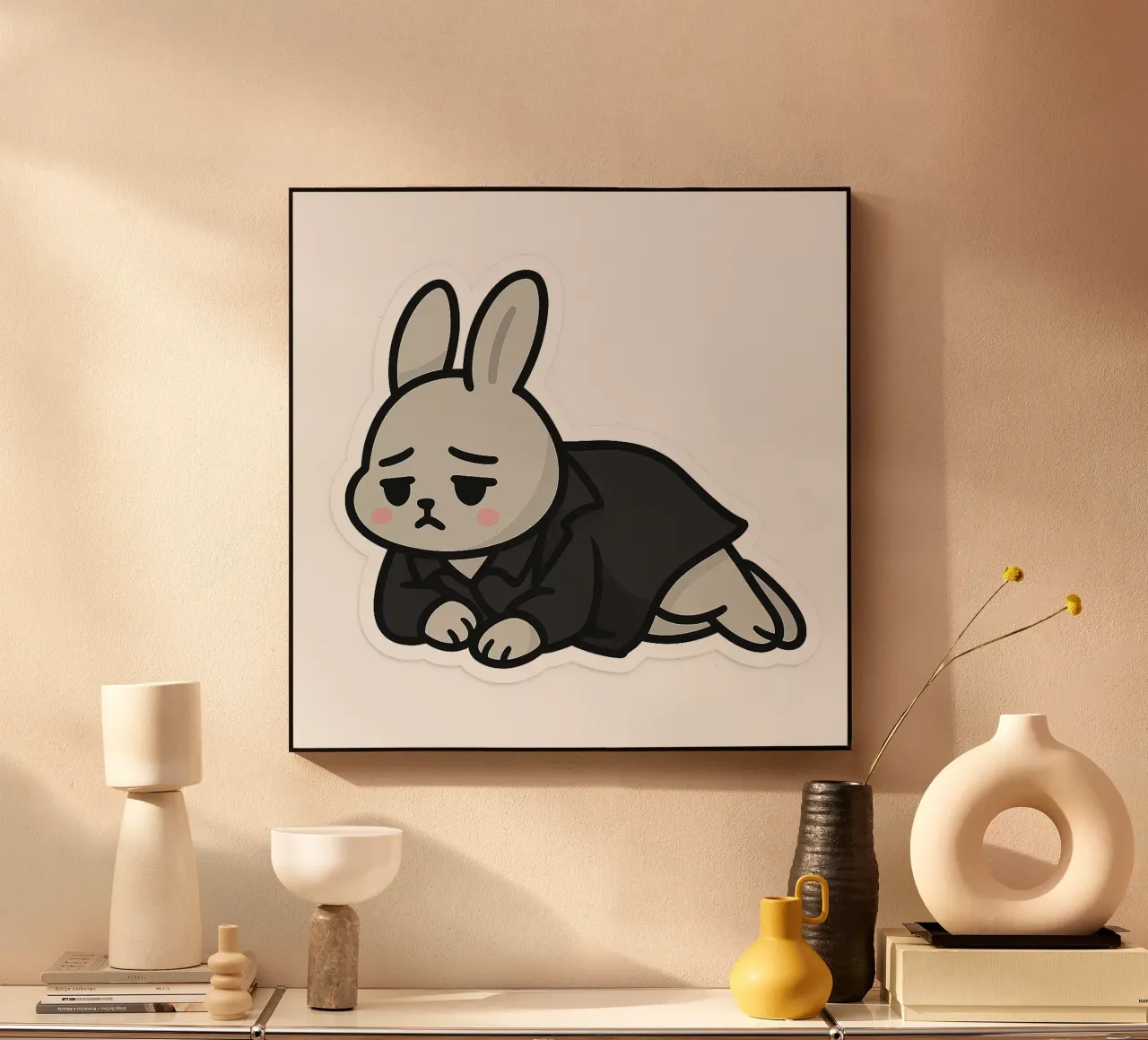 Coniglio malinconico - dolcezza introspettiva alluminio dibond da Punk & Cute - Affiches & Stickers