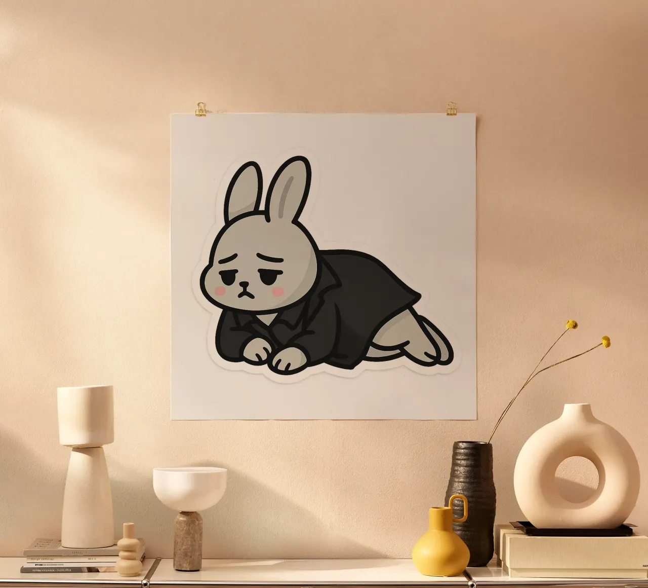 Lapin mélancolique – la douceur introspective hahnemühle de Punk & Cute - Affiches & Stickers