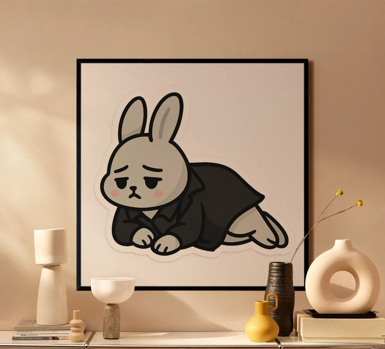 Lapin mélancolique – la douceur introspective hahnemühle de Punk & Cute - Affiches & Stickers