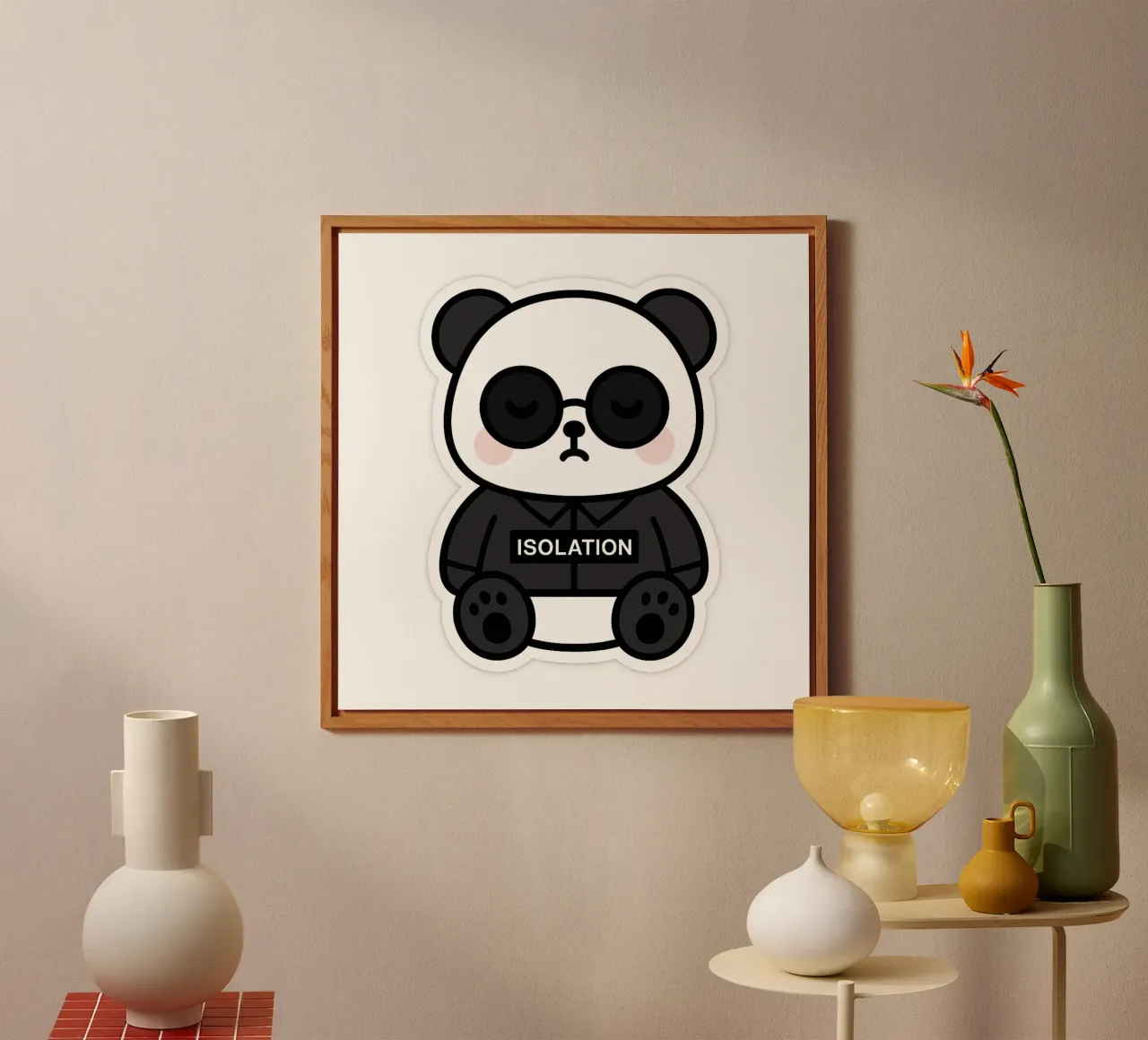 Panda ISOLATION - il compagno confortante alluminio dibond da Punk & Cute - Affiches & Stickers