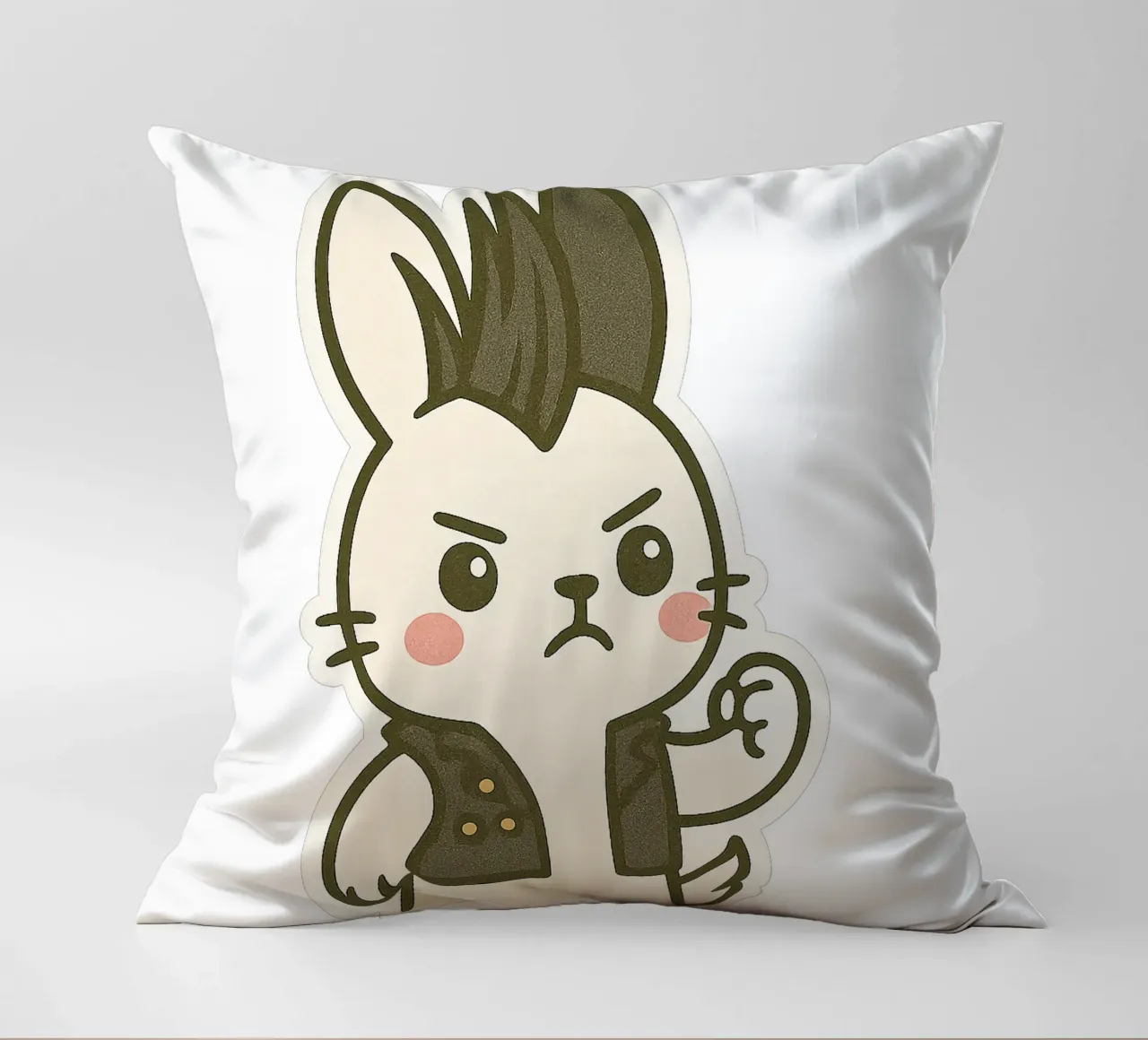 Lapin Punk - assert your rebellious side decorative cushion by Punk & Cute - Affiches & Stickers