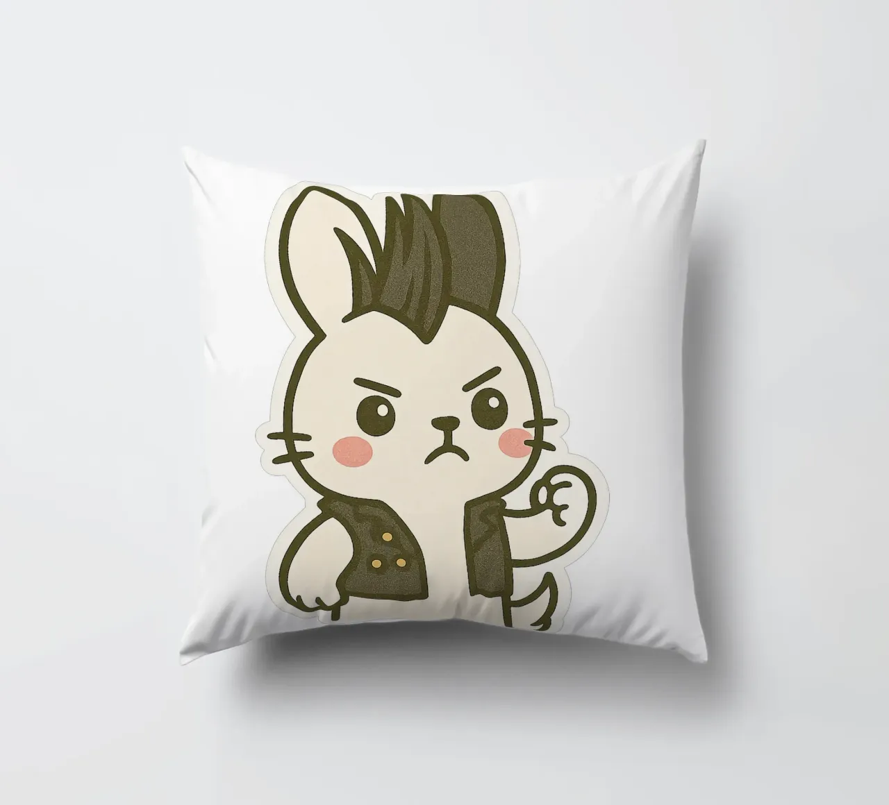 Lapin Punk - assert your rebellious side decorative cushion by Punk & Cute - Affiches & Stickers