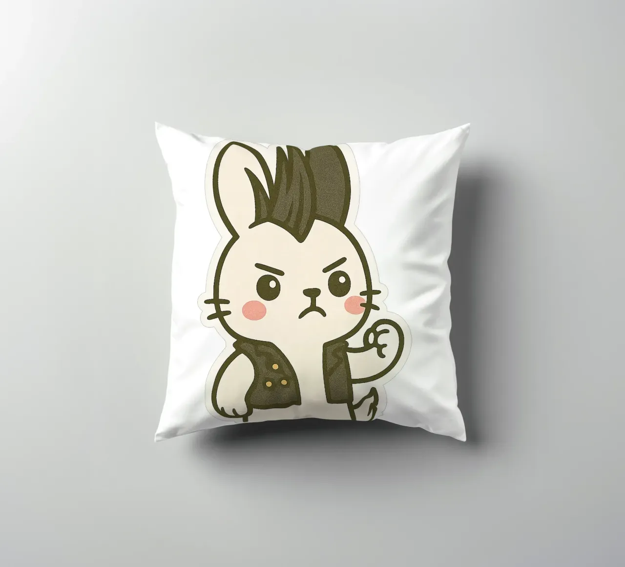Lapin Punk - assert your rebellious side decorative cushion by Punk & Cute - Affiches & Stickers