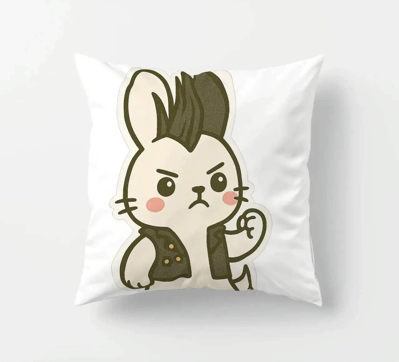 Lapin Punk - assert your rebellious side decorative cushion by Punk & Cute - Affiches & Stickers