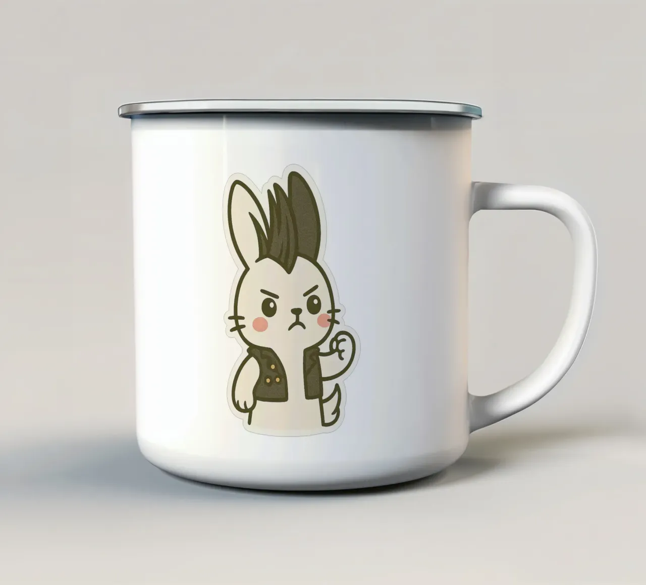 Lapin Punk - assert your rebellious side enamel mug by Punk & Cute - Affiches & Stickers