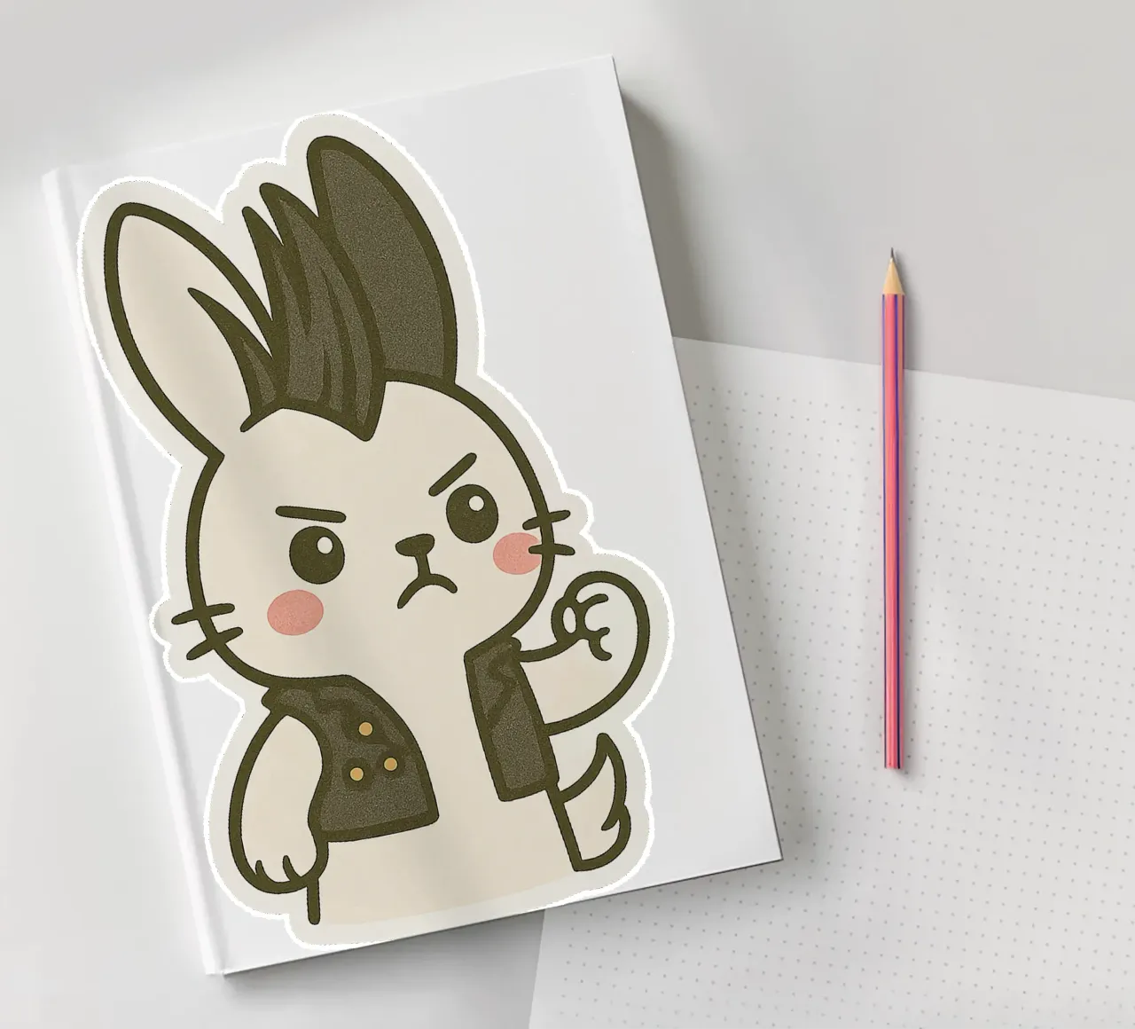 Lapin Punk - assert your rebellious side notebook by Punk & Cute - Affiches & Stickers