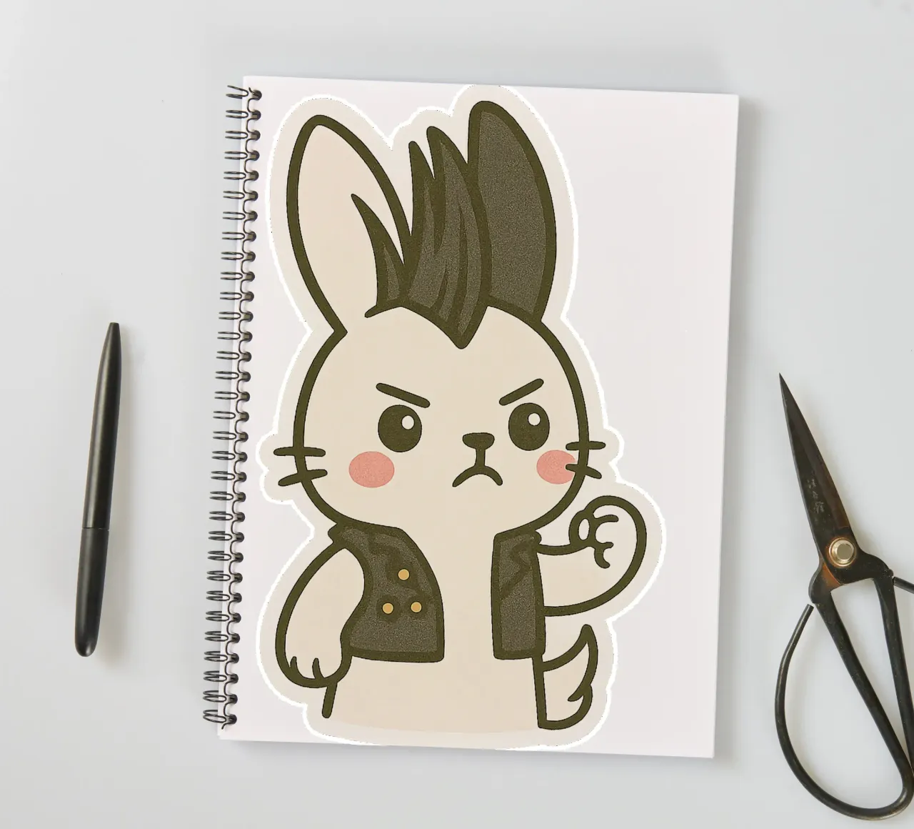 Lapin Punk - assert your rebellious side spiral notebook by Punk & Cute - Affiches & Stickers