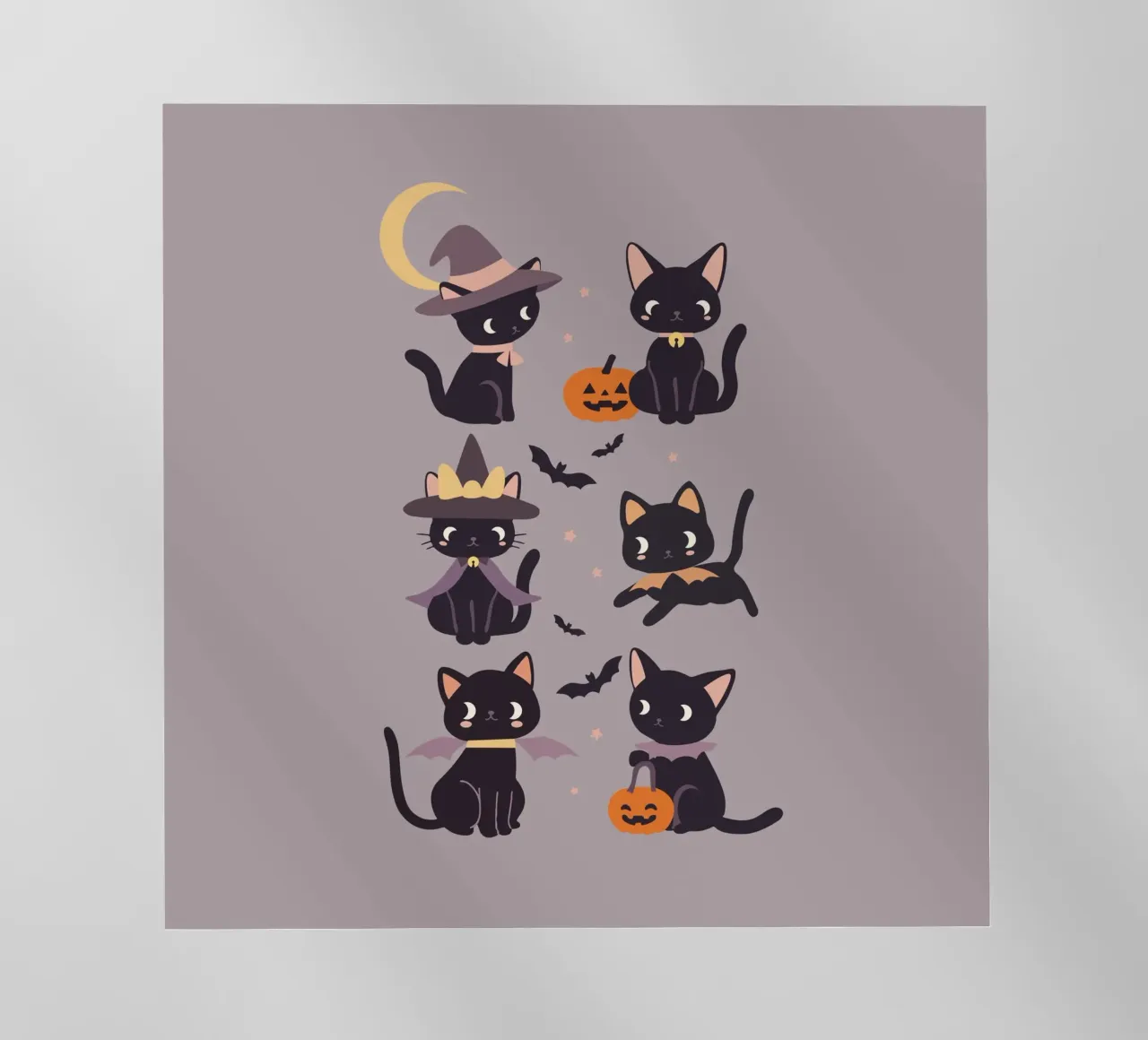 Gatti e zucche strega di Halloween pellicola backlit da cafelab