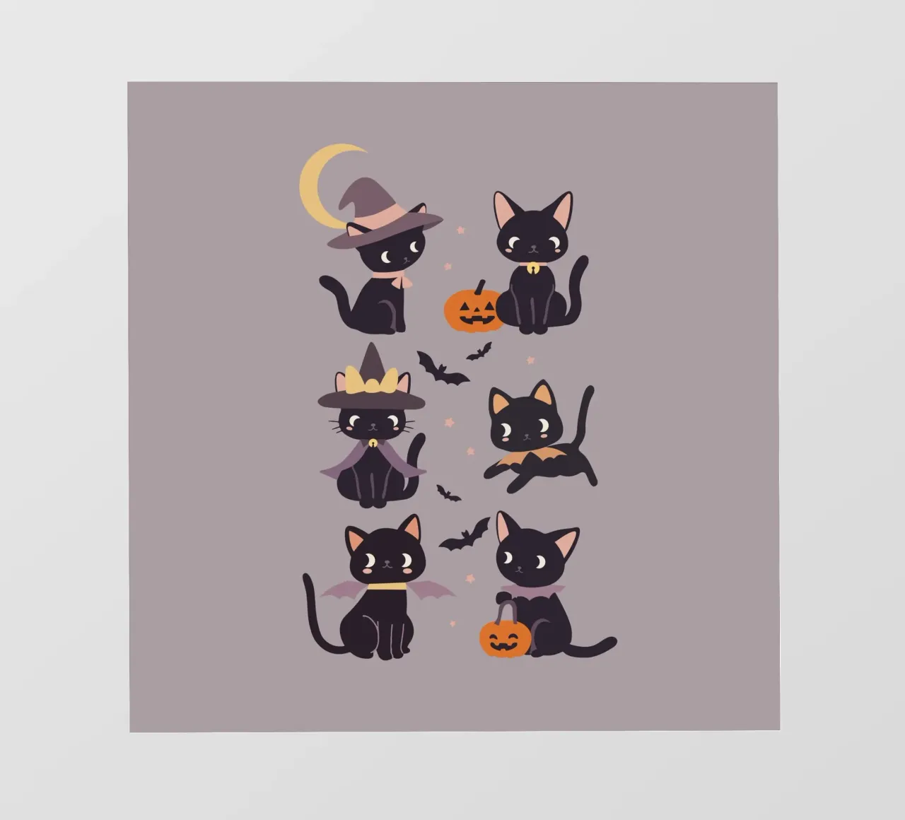 Gatti e zucche strega di Halloween pellicola backlit da cafelab