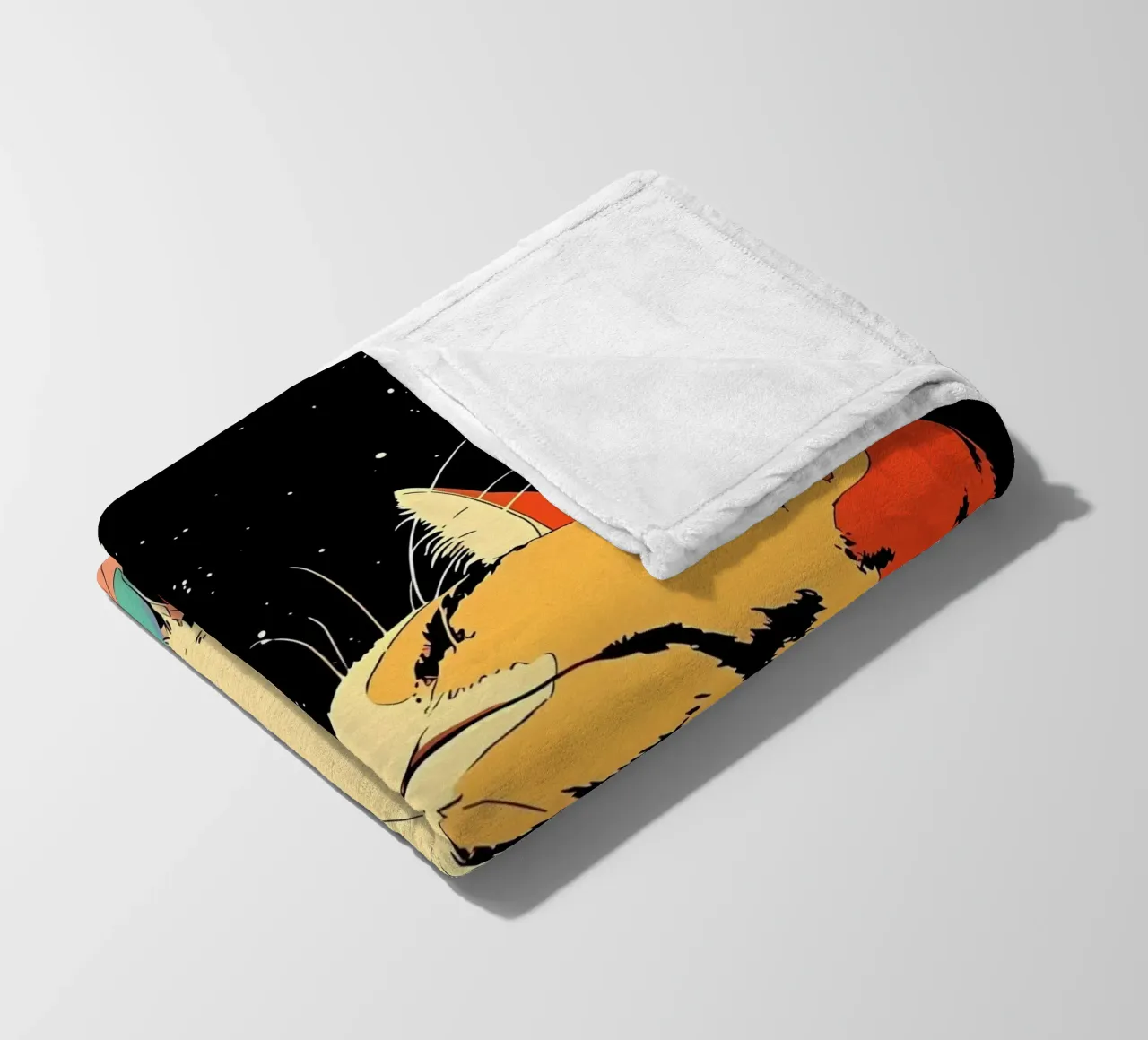 Space Cat Blowing Planet Bubbles – Colorful Sci-Fi Vector Ar fleece blanket by Mittelerde Atelier