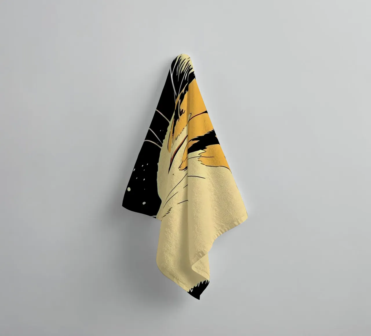 Space Cat Blowing Planet Bubbles – Colorful Sci-Fi Vector Ar towel by Mittelerde Atelier