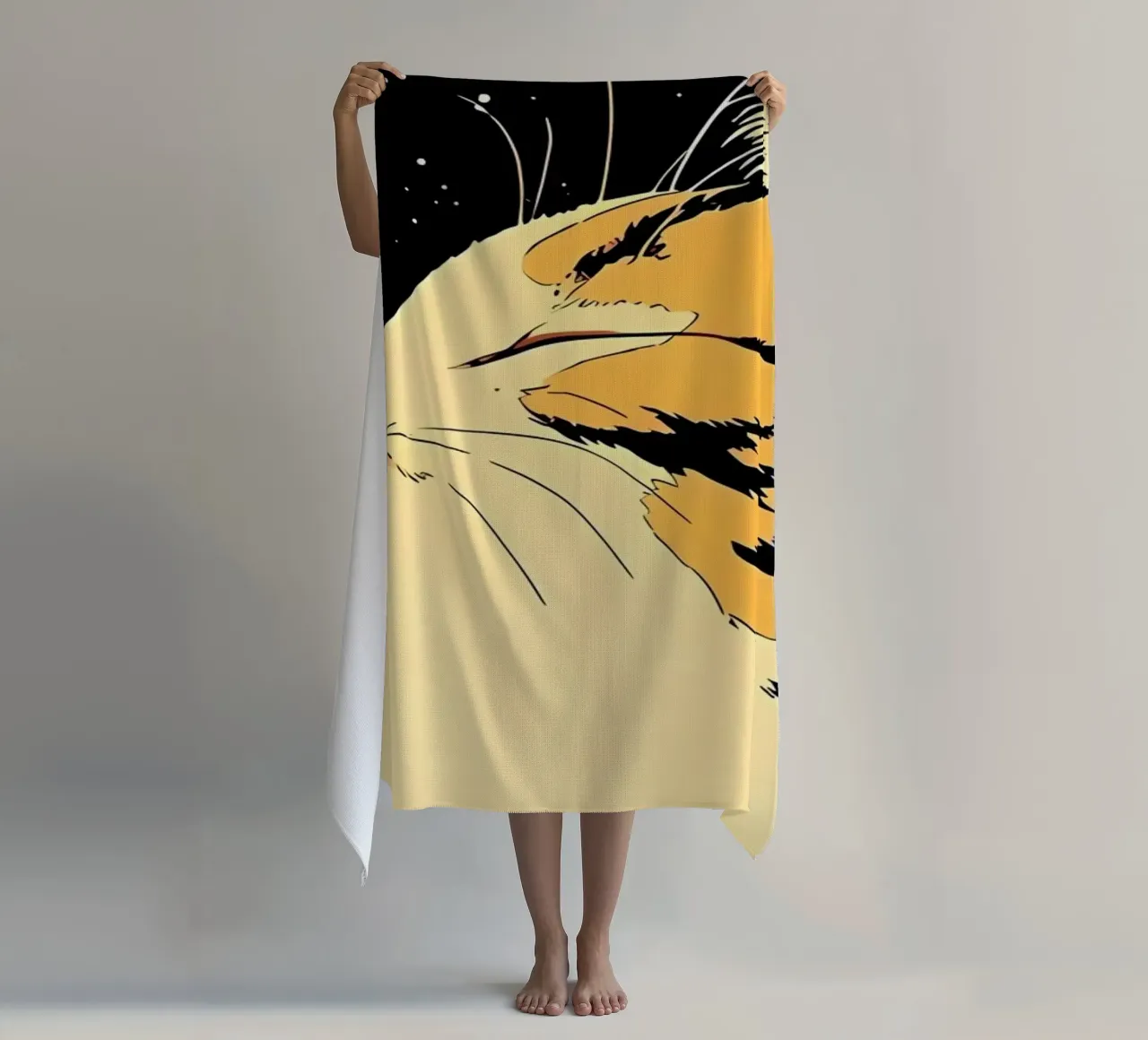 Space Cat Blowing Planet Bubbles – Colorful Sci-Fi Vector Ar beach towel by Mittelerde Atelier