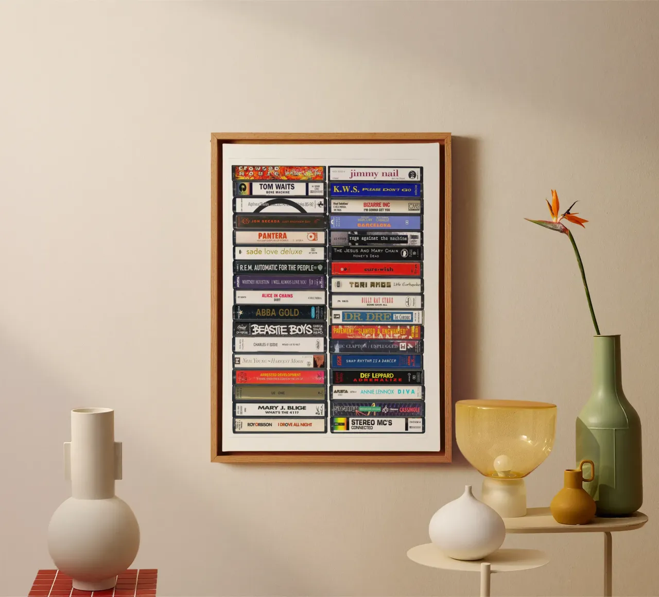 Muziek van 1992 - 33e verjaardagscadeau-idee - Geboren in 1992 - jaren 90 canvas met Baklijst van MrMustardPrints