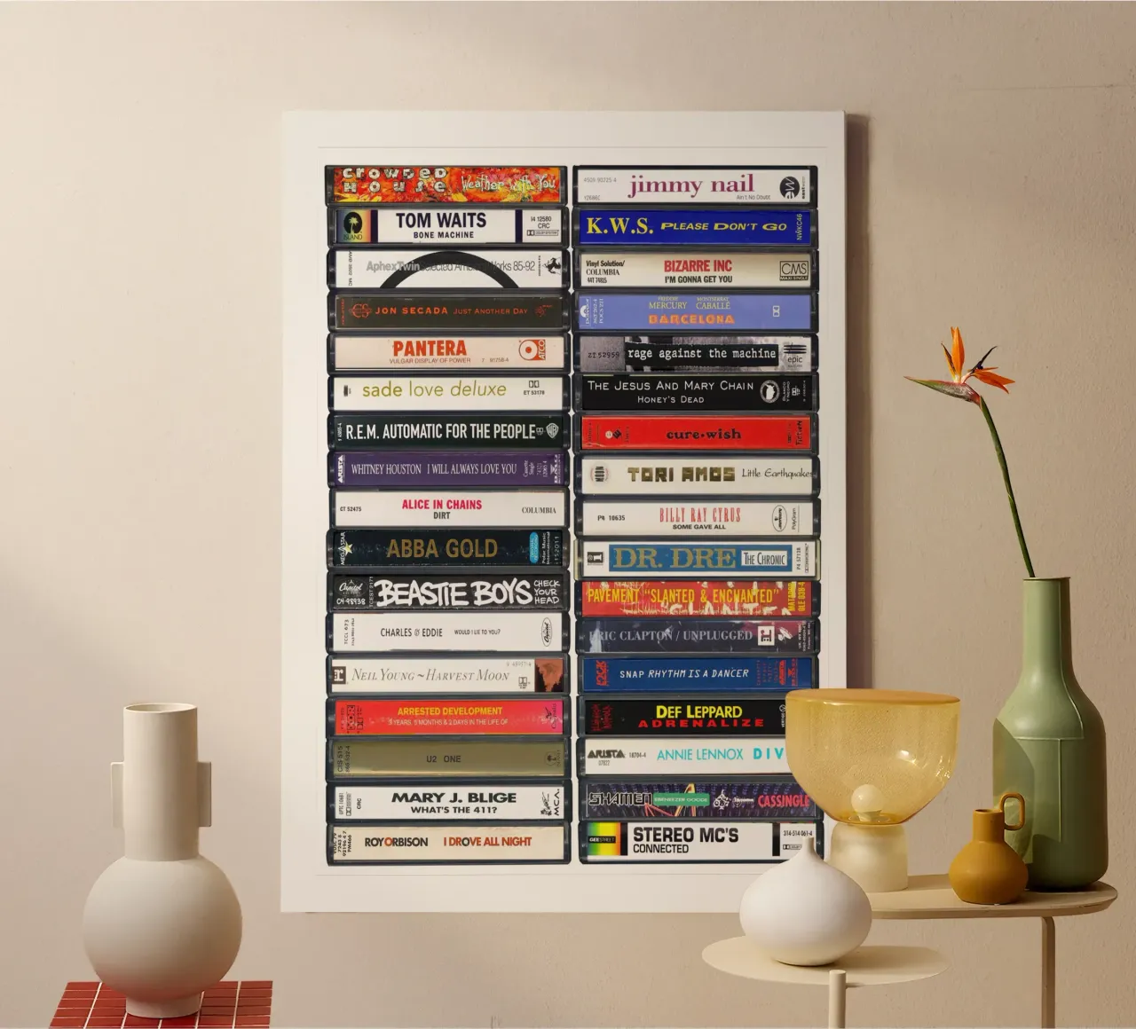 Muziek van 1992 - 33e verjaardagscadeau-idee - Geboren in 1992 - jaren 90 canvas met Baklijst van MrMustardPrints