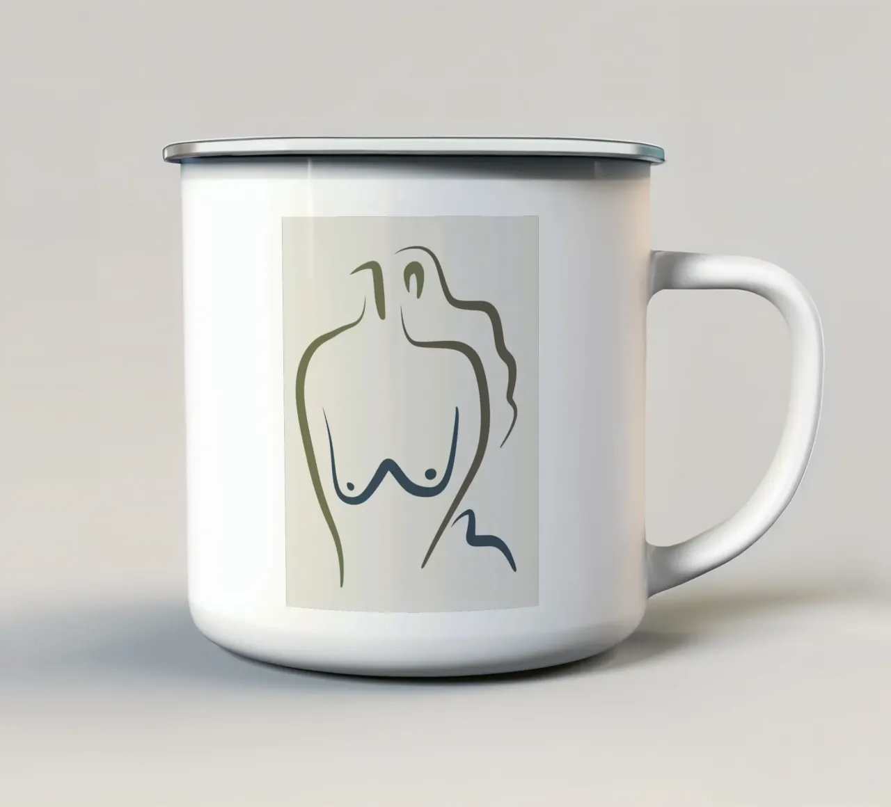 Linea grafica del busto tazza in smalto da Little Dean