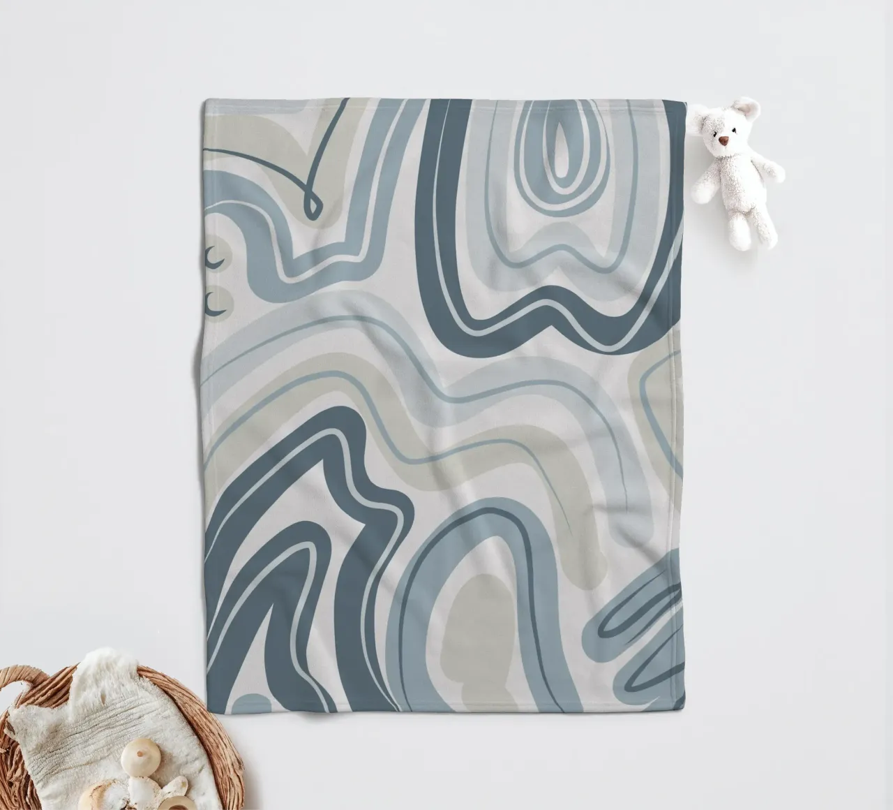 Gedempt blauw patroon fleecedeken van Little Dean