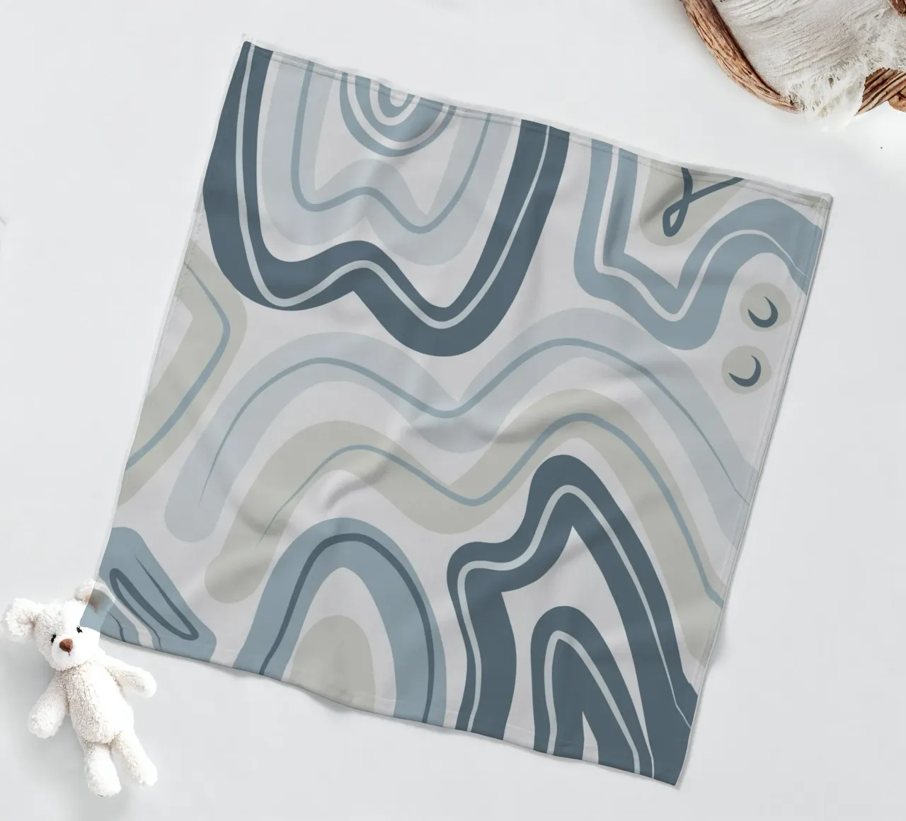 Gedempt blauw patroon fleecedeken van Little Dean